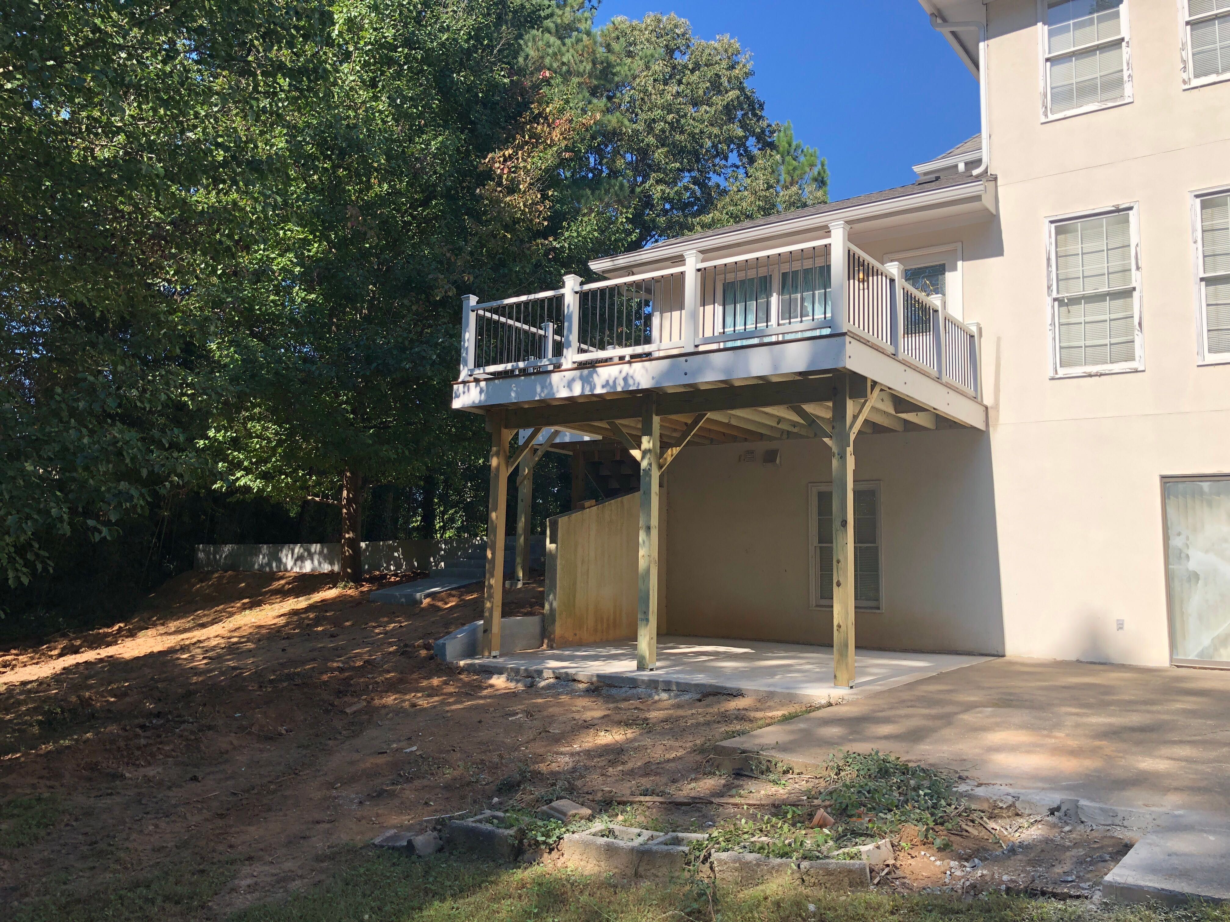 Elevated Composite Deck and Concrete Patio Installation in Atlanta by Swift Home Renovations