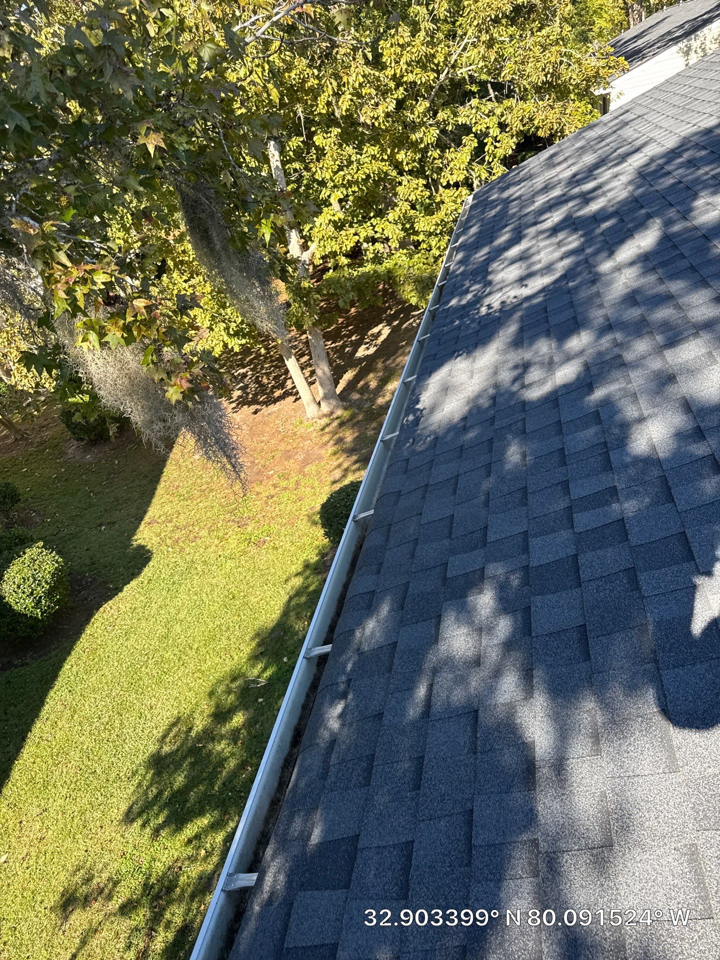 HOA gutter cleaning in Summerville & Goose Creek after  photo showing full gutters