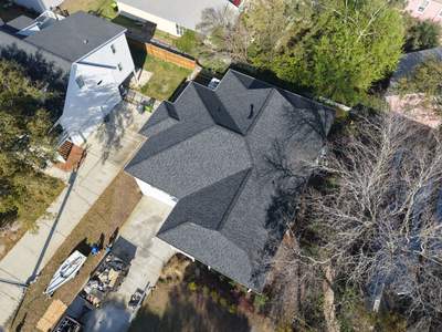 Roof Replacement (FORTIFIED Roof™ System) using CertainTeed Landmark Pro Shingles – Max Def Moire Black in Carolina Beach, NC by your trusted local roofing company near me