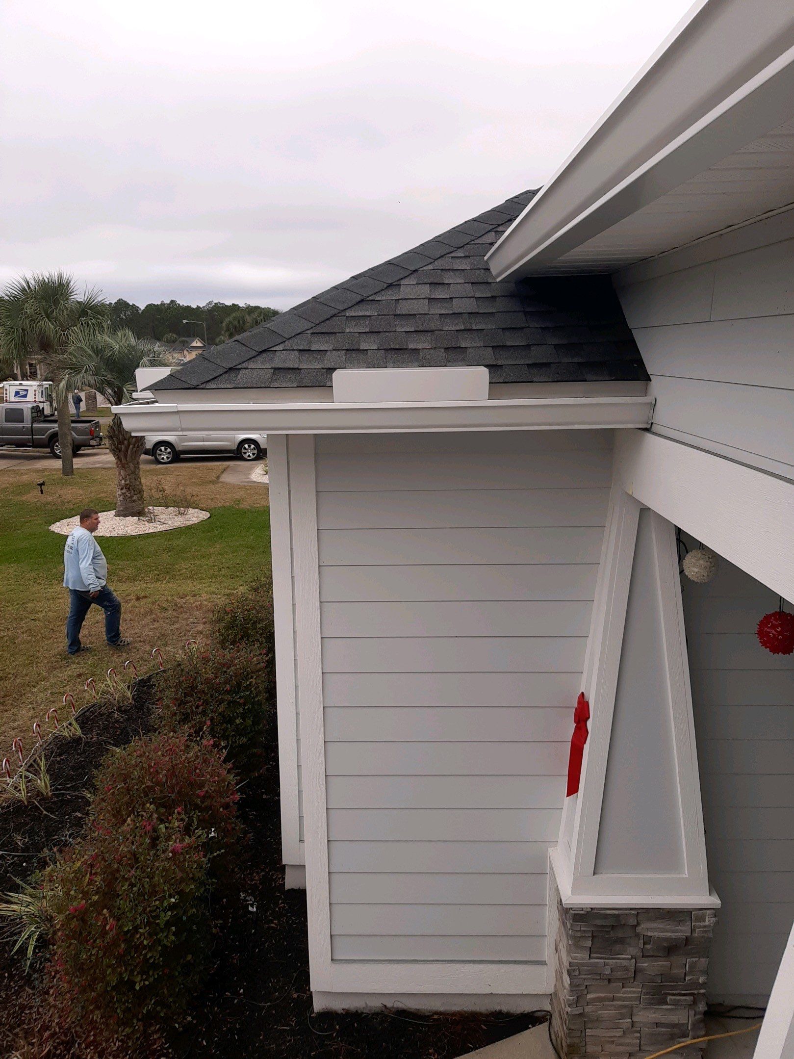Gutter Installation using White K-Style Seamless Gutters by Gutter Professors