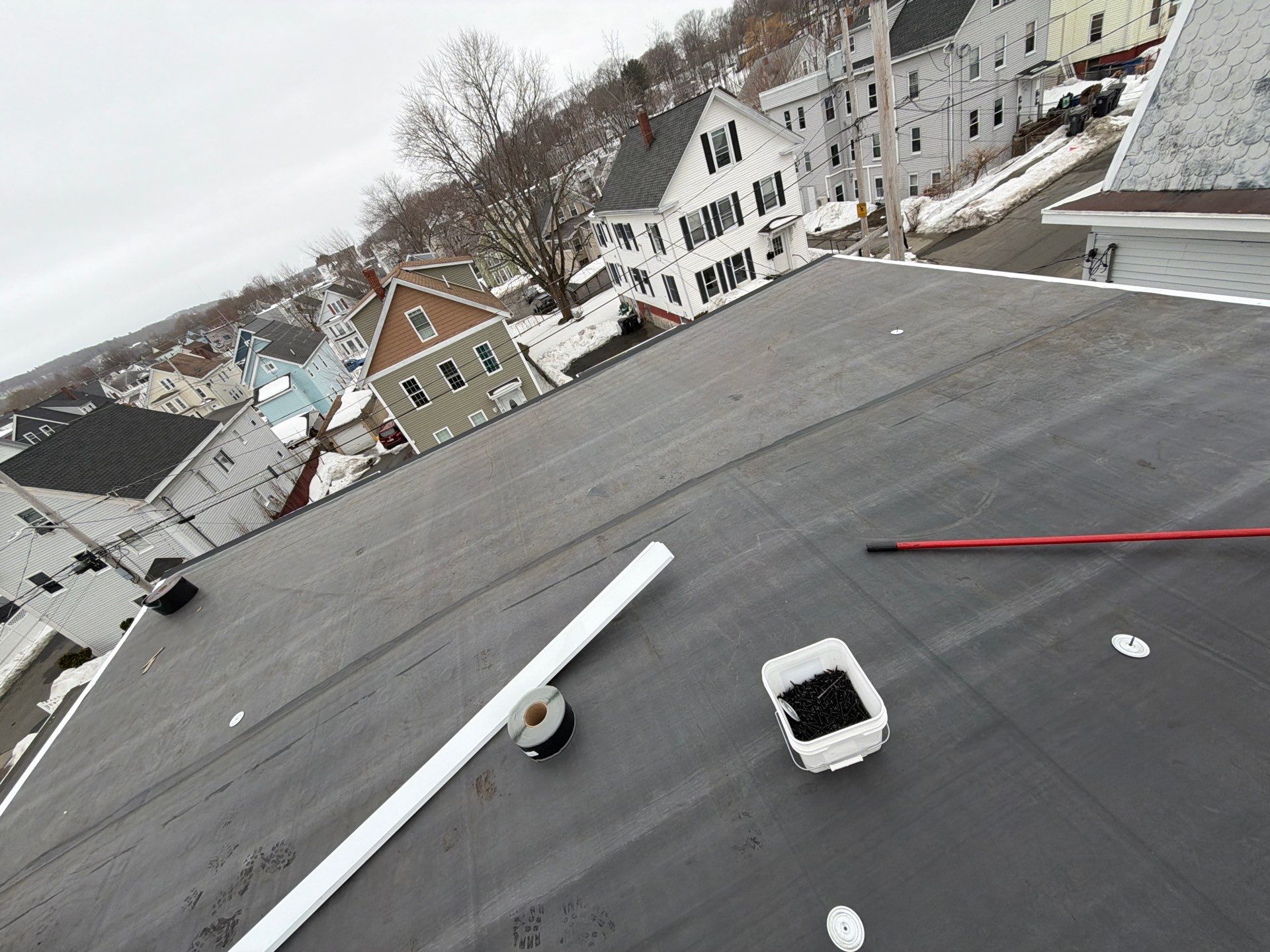 Gravel Roof Tear-Off & EPDM Rubber Roof Conversion in Haverhill, MA by JOHNNYS PRO