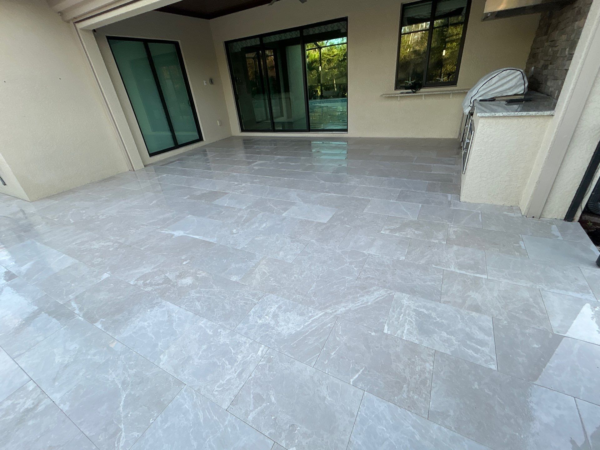 Pool Deck Renovation | Pool Coping & Tile Upgrade | Textured Marble Natural Stone - Bonita National Golf & Country Club by Old Town Pavers Llc
