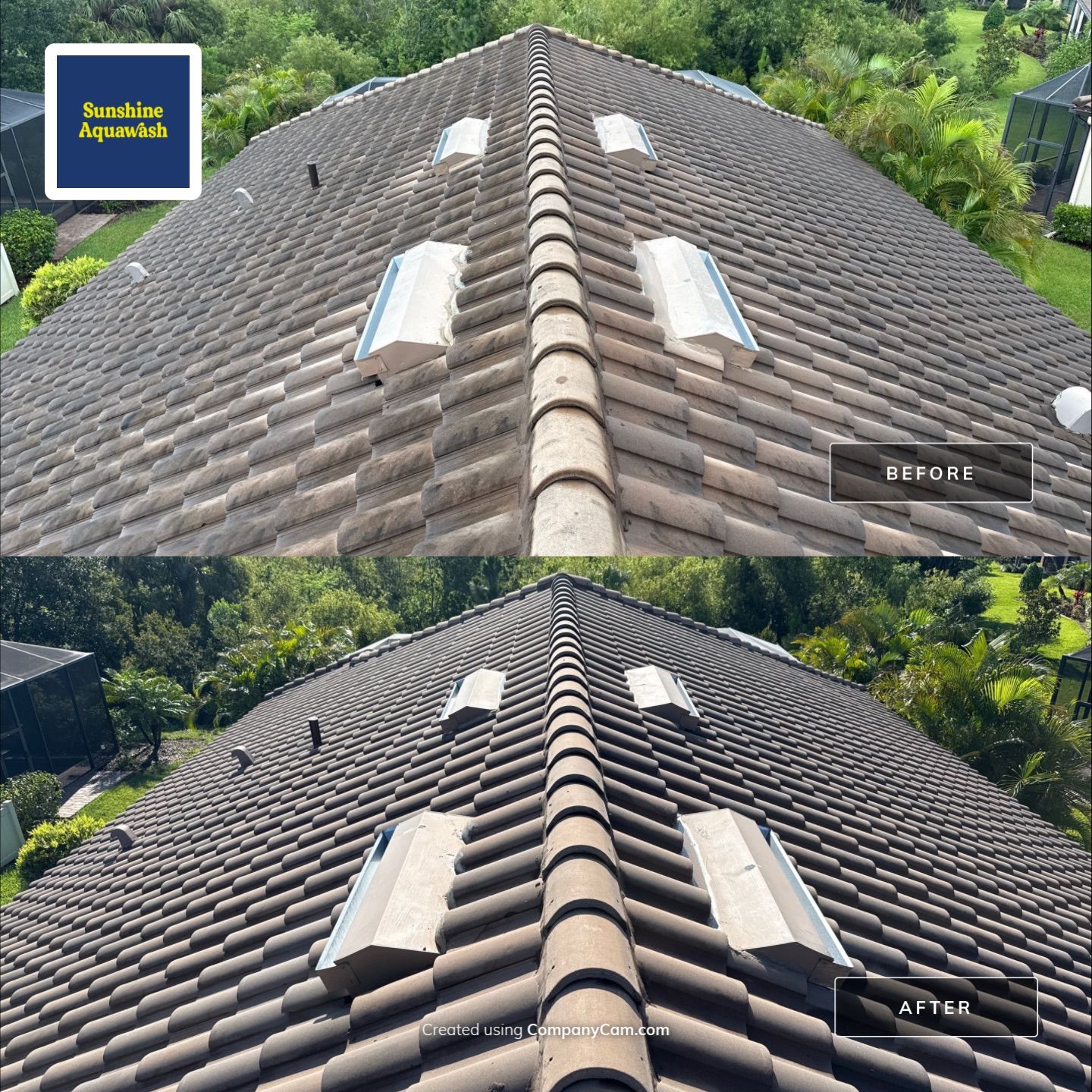 Concrete Tile Roof, Paver Driveway & Lanai Cleaning – Artisan Lakes Esplanade, Palmetto, FL by Sunshine AquaWash