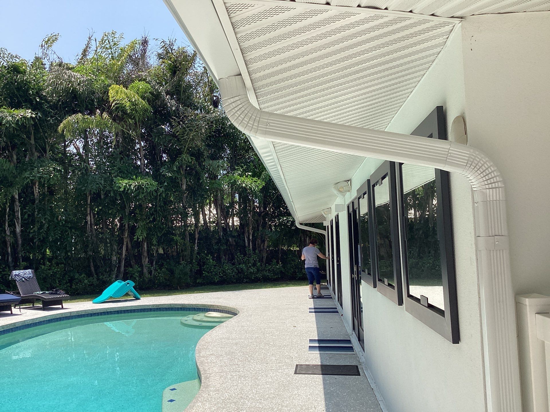 White Seamless Gutters and Downspouts in Sarasota FL by Gutter Professors