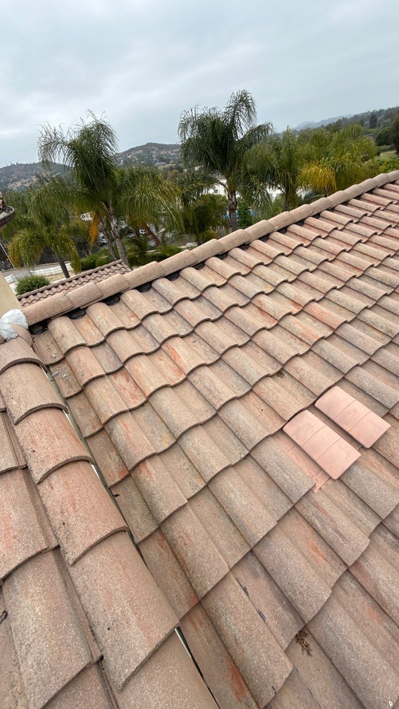 Terracotta Tile Roof Repair and Ridge Cap Sealing in Escondido by Reliable Roofing San Diego Inc.