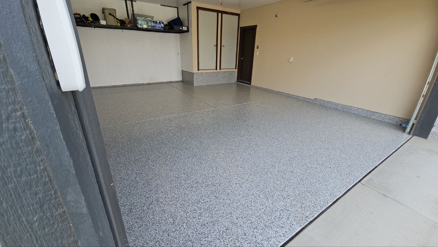 Garage Transformation using Slate Stone by Croc Coatings, LLC