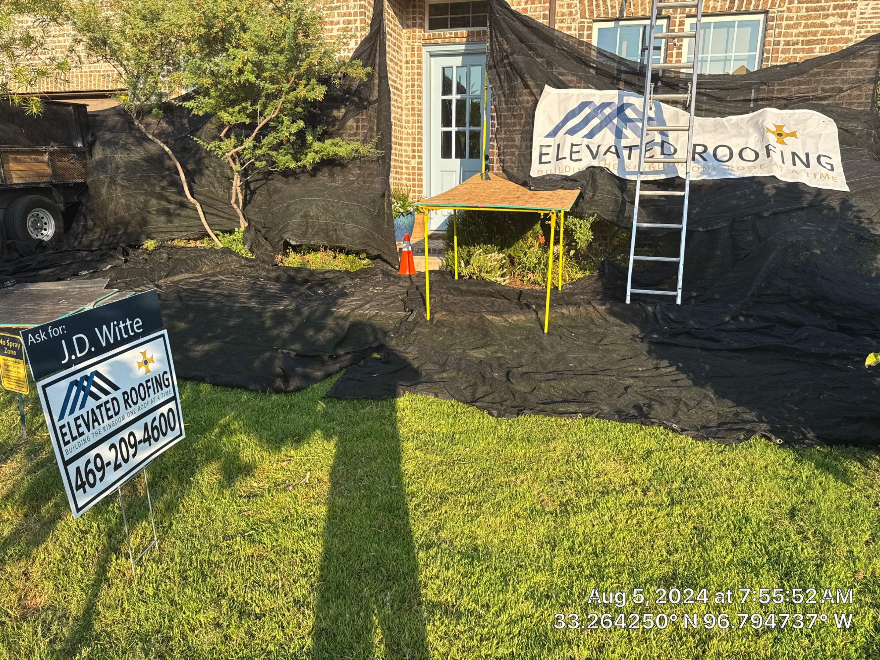New Roof Installation using Catch-All Netting & Shrub Guard Protection Systems by Elevated Roofing, LLC