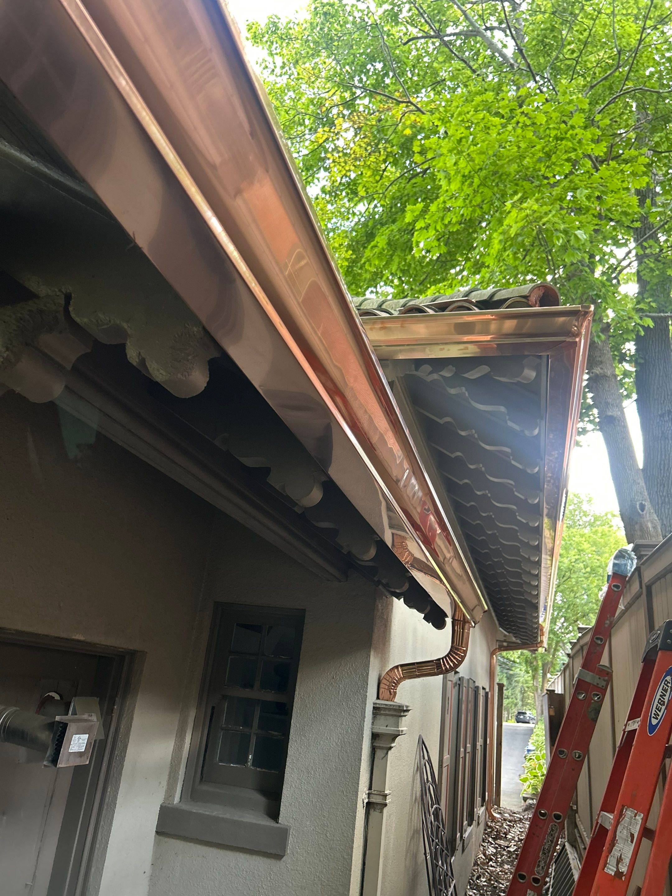 Gutter Installation using 6" K-Style Copper Gutter by Gutter Pro Enterprises