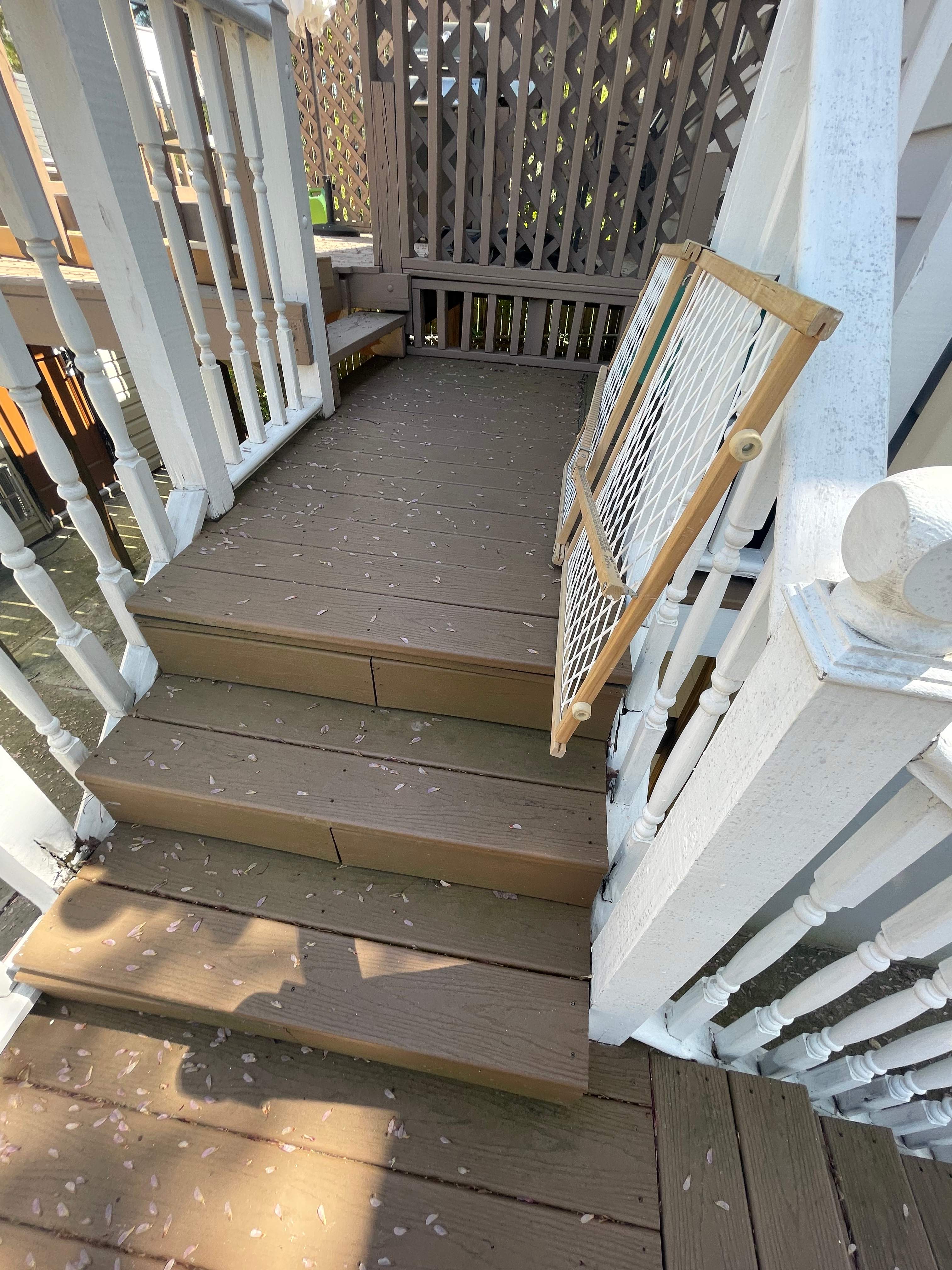 Deck resurfacing, railing replacement and concrete resurfacing by Fairfax Contractors, LLC