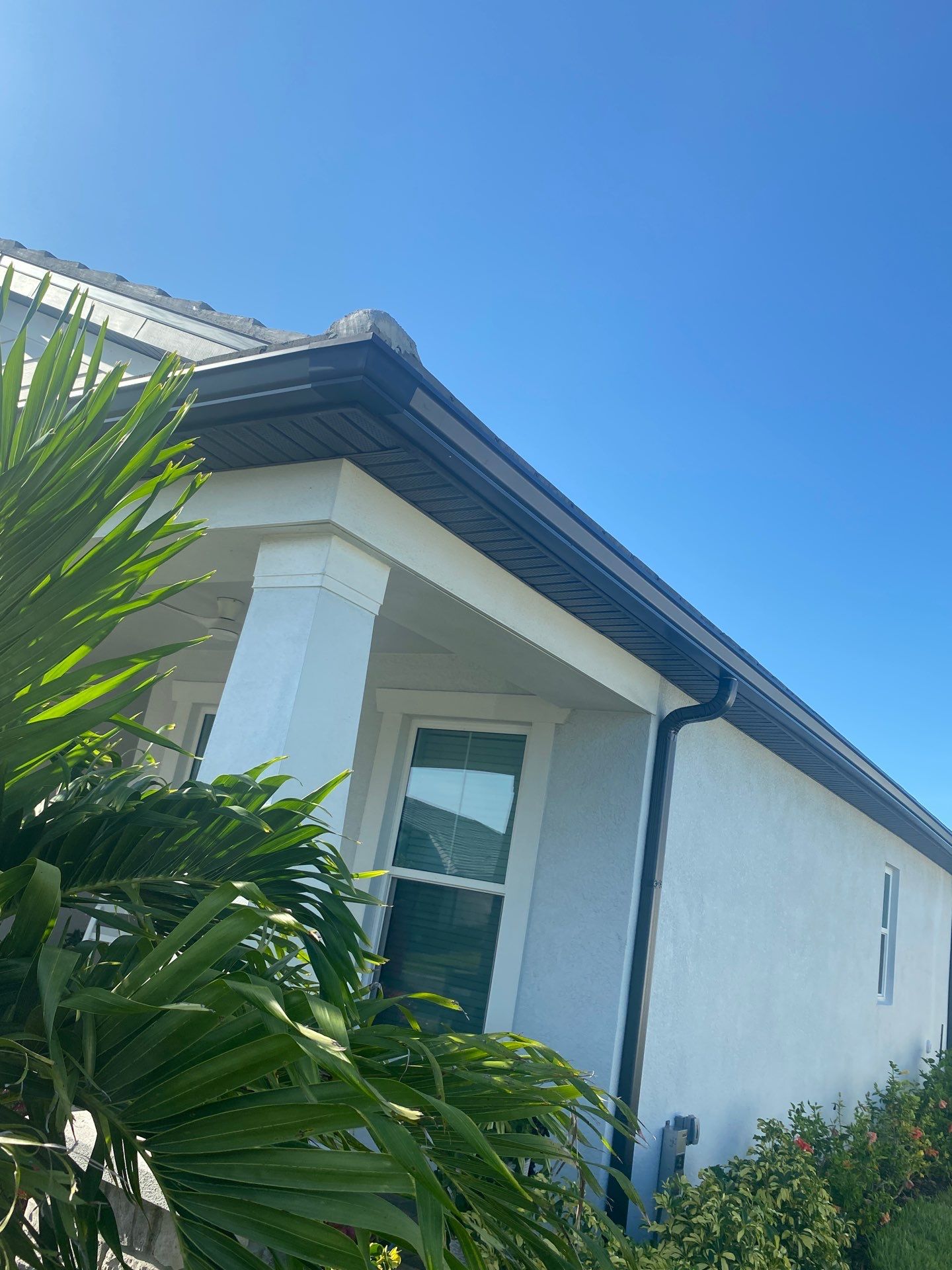 Black 7-Inch Gutters with Matching Downspouts in Lakewood Ranch FL by Gutter Professor by Gutter Professors
