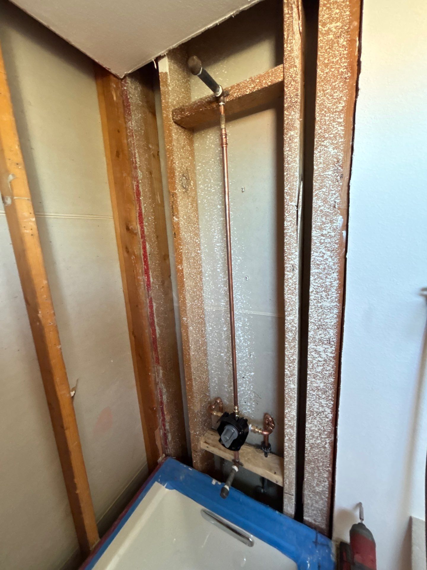 Installing Water Pipe for Shower by Us Plumbing
