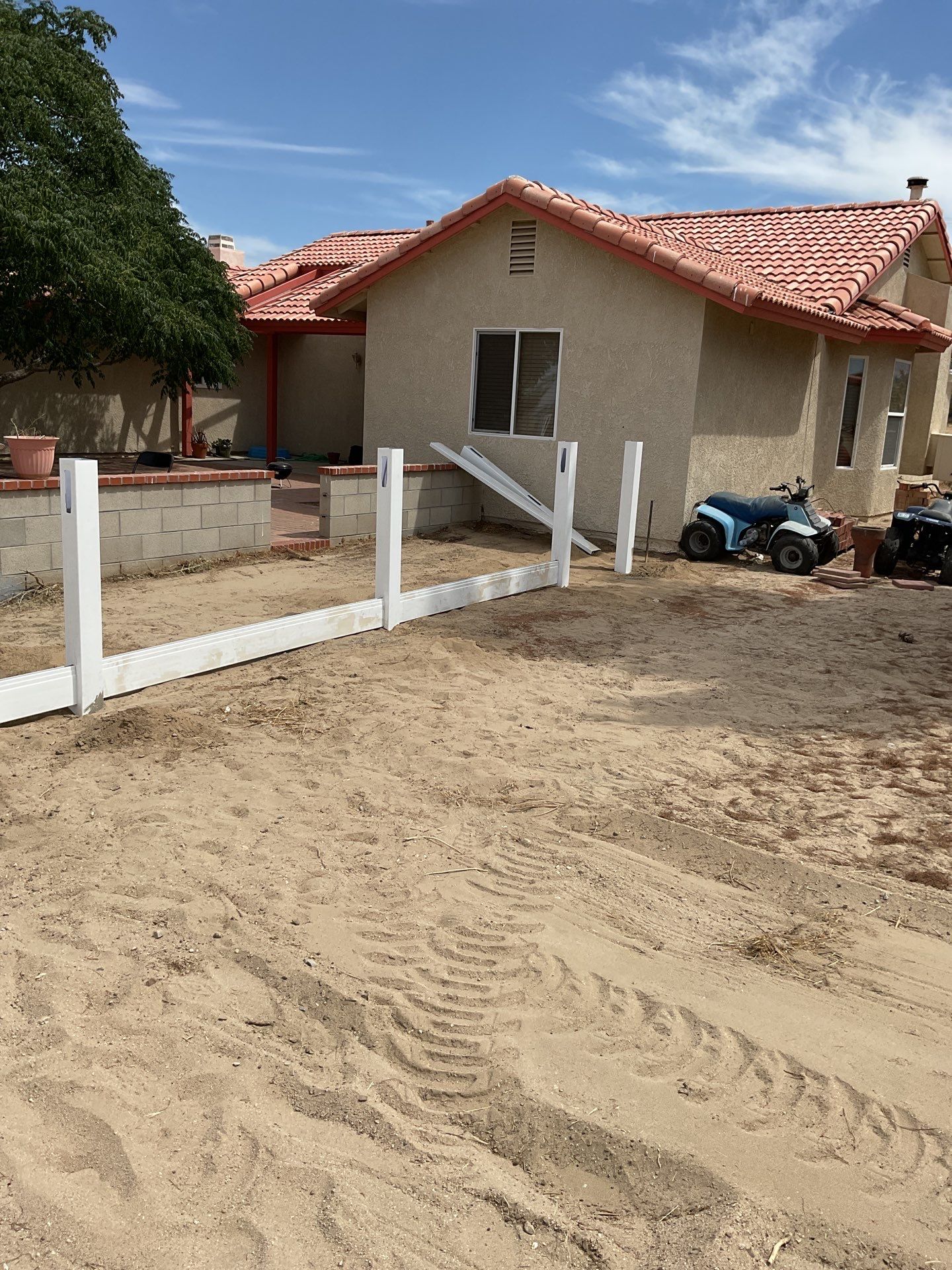 4ft White Vinyl & Chain link Slider Gate with Solar Motor by Fence Guys Inc. 