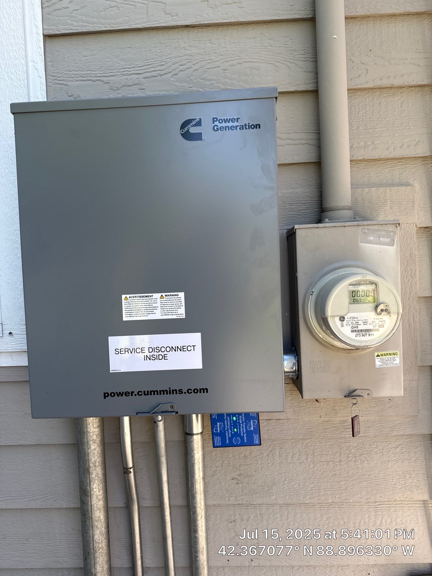 Cummins 20 kW Generator & 200 A Whole‑House Transfer Switch Installation – Caledonia, IL by GSHA Services LTD