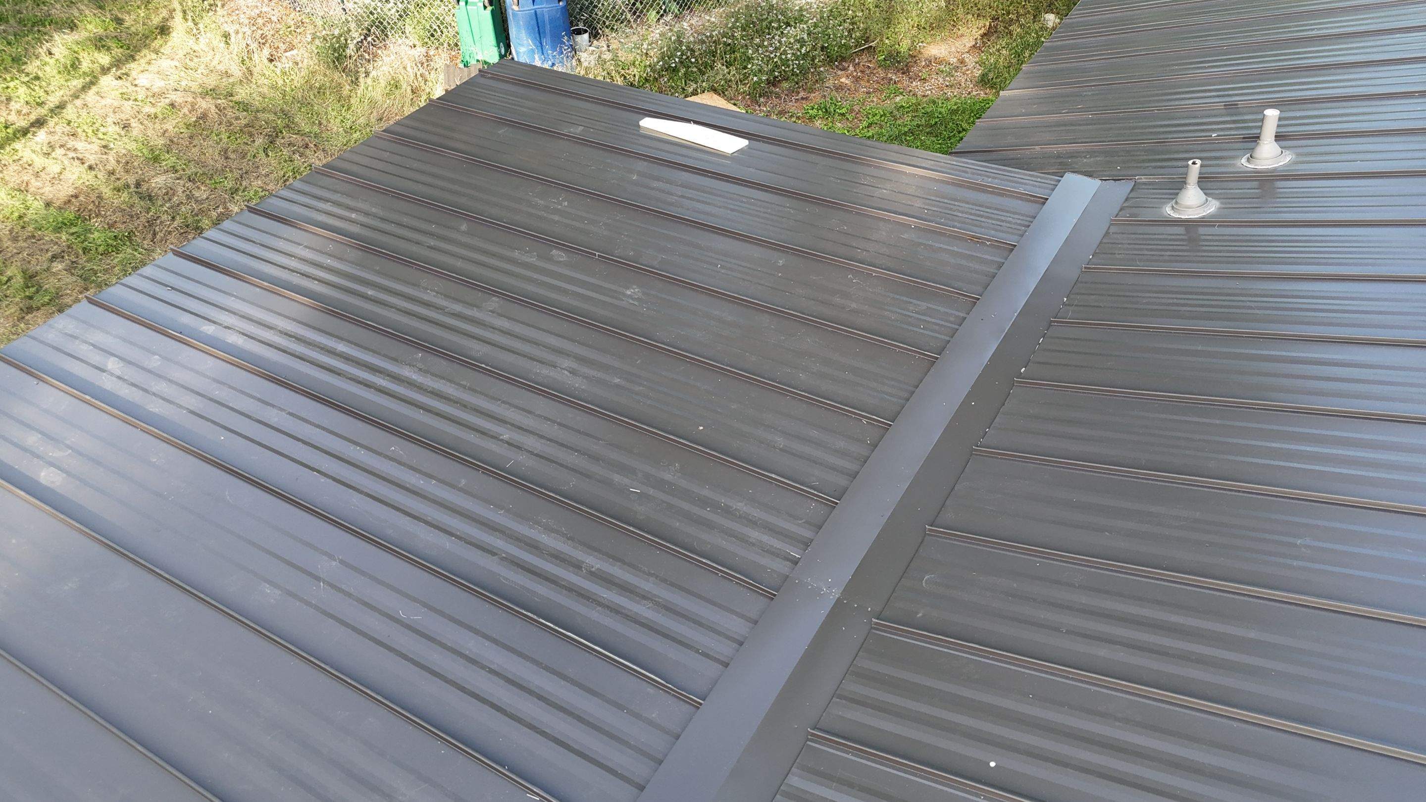 Dark Bronze - L&A Standing Seam with Striations by RoofsOnly.com