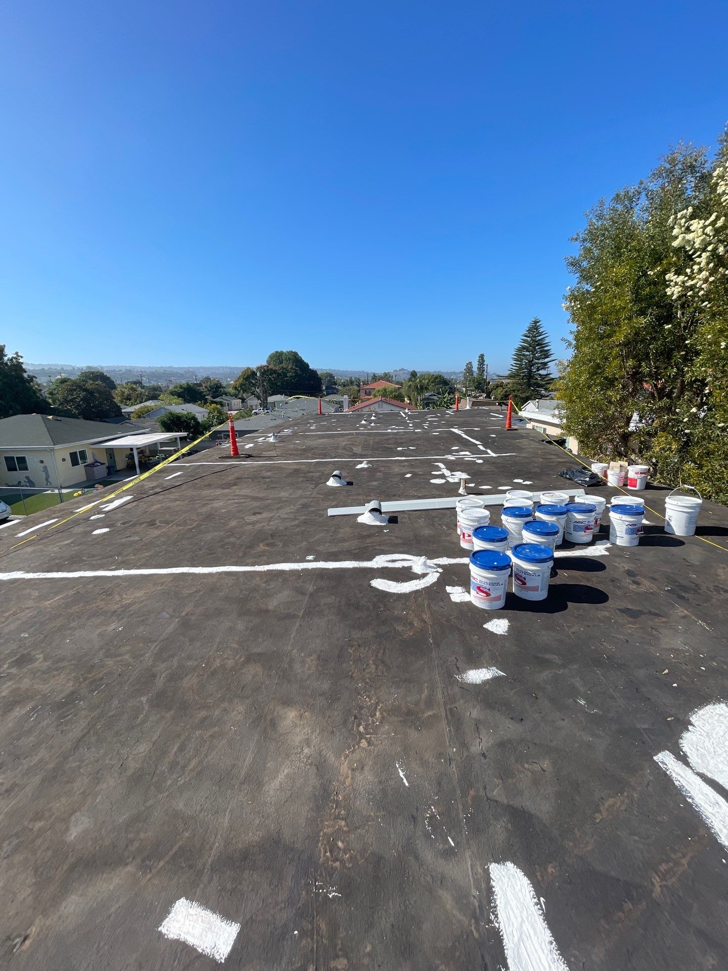 Silicone Membrane installation in LOMITA, CA. by Hull Brothers Roofing