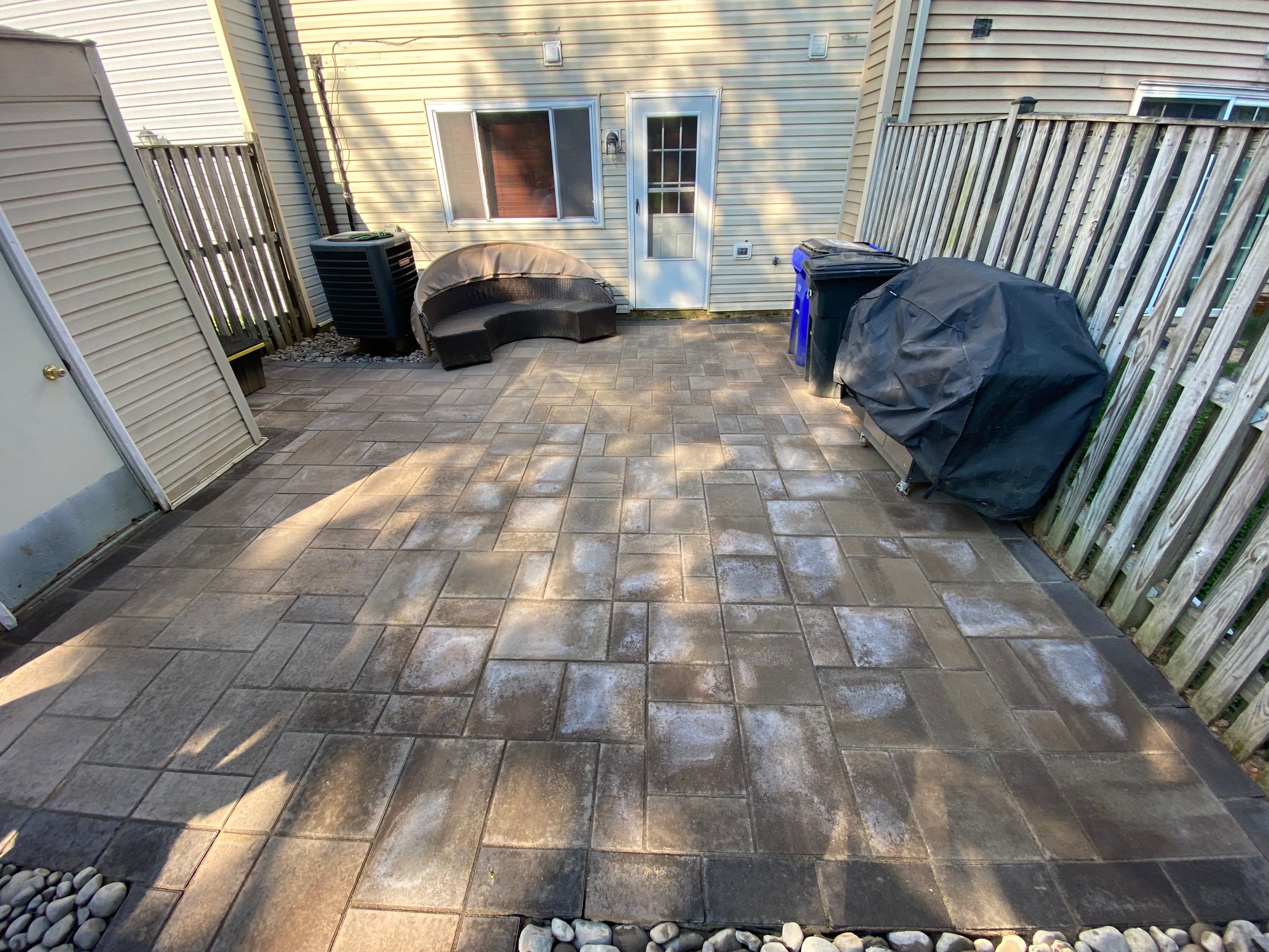 Backyard Transformation using Techo-Bloc Pavers by The Smet Companies, LLC