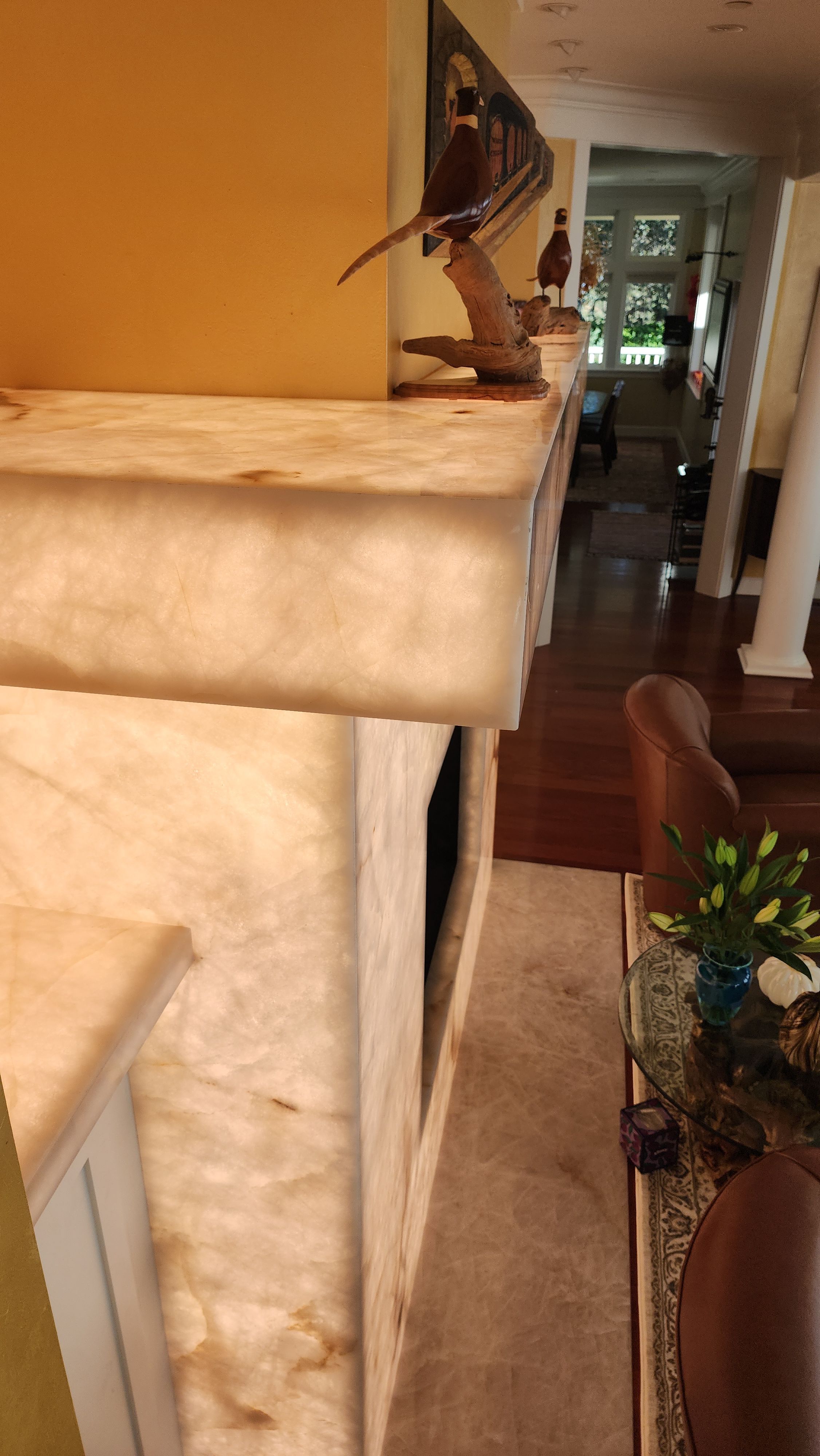 Backlit Stone On A Fireplace by S.Y. Electric Inc.