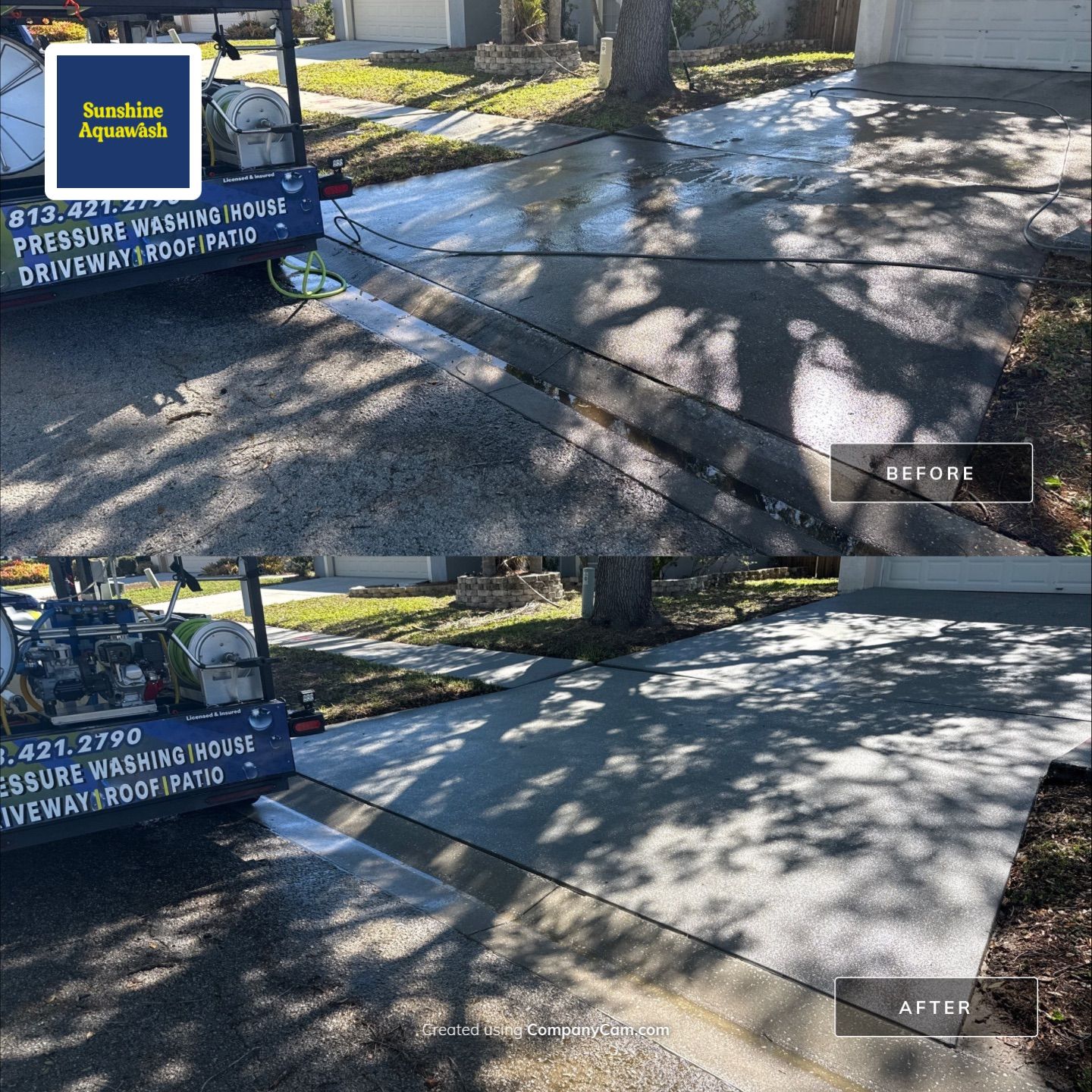 Concrete Driveway & Sidewalk Cleaning ā Peppermill IV at Providence Lakes, Brandon, FL by Sunshine AquaWash