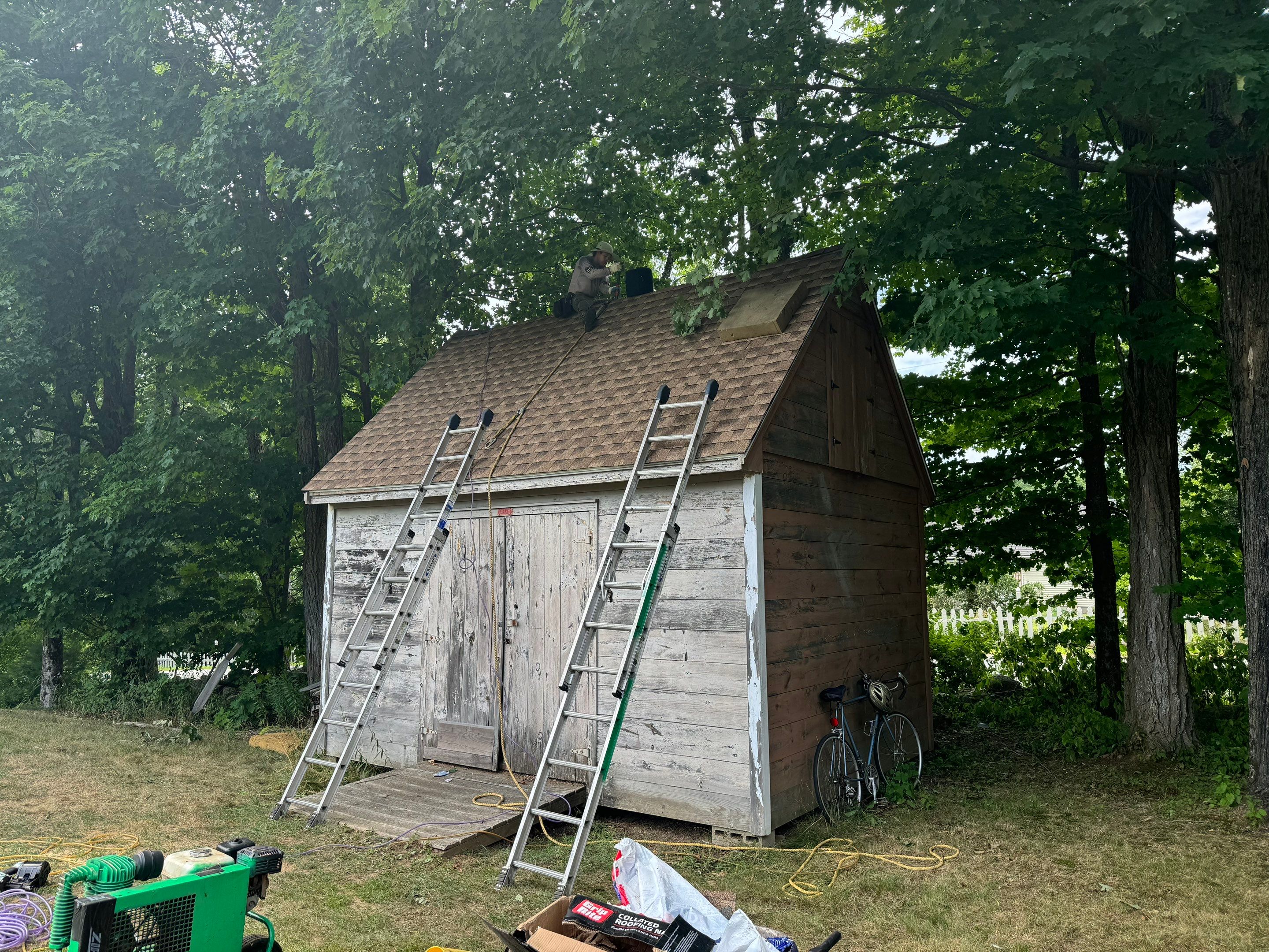 Garage and Shed Roof in Northwood New Hampshire by Tall pine roofing