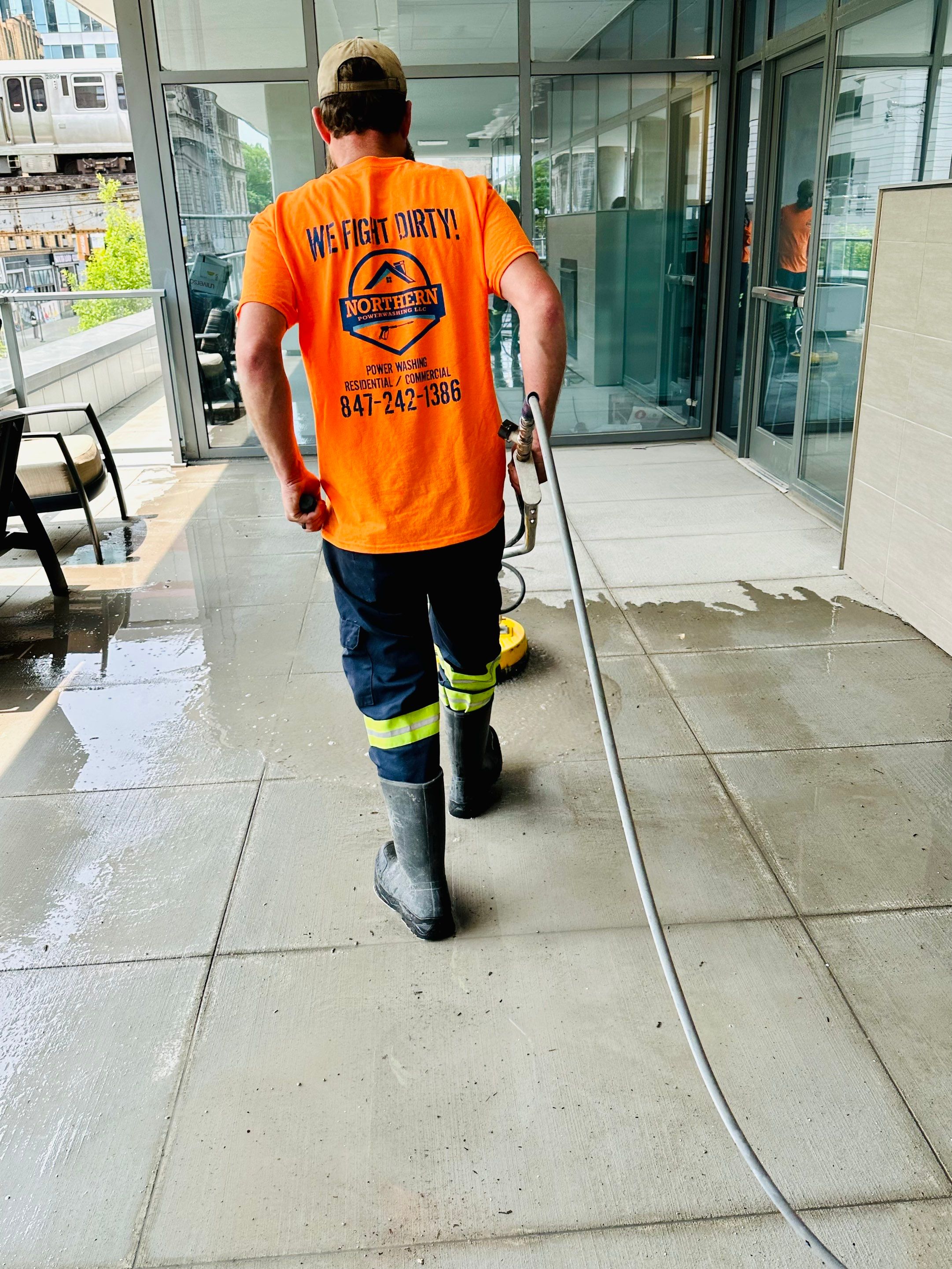 Chicago, IL Annual rooftop and sidewalk cleaning by Northern Power Washing LLC.