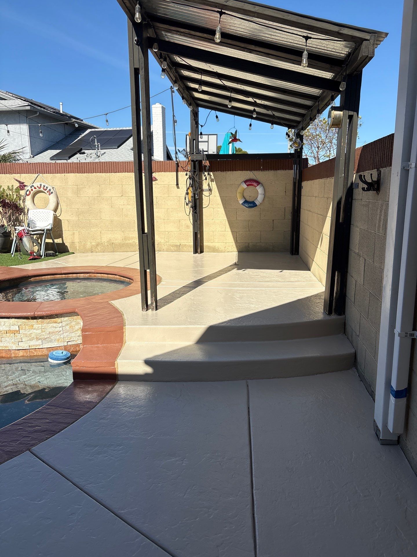 Sandblast & Staining Pool Deck by La Power Washing Inc
