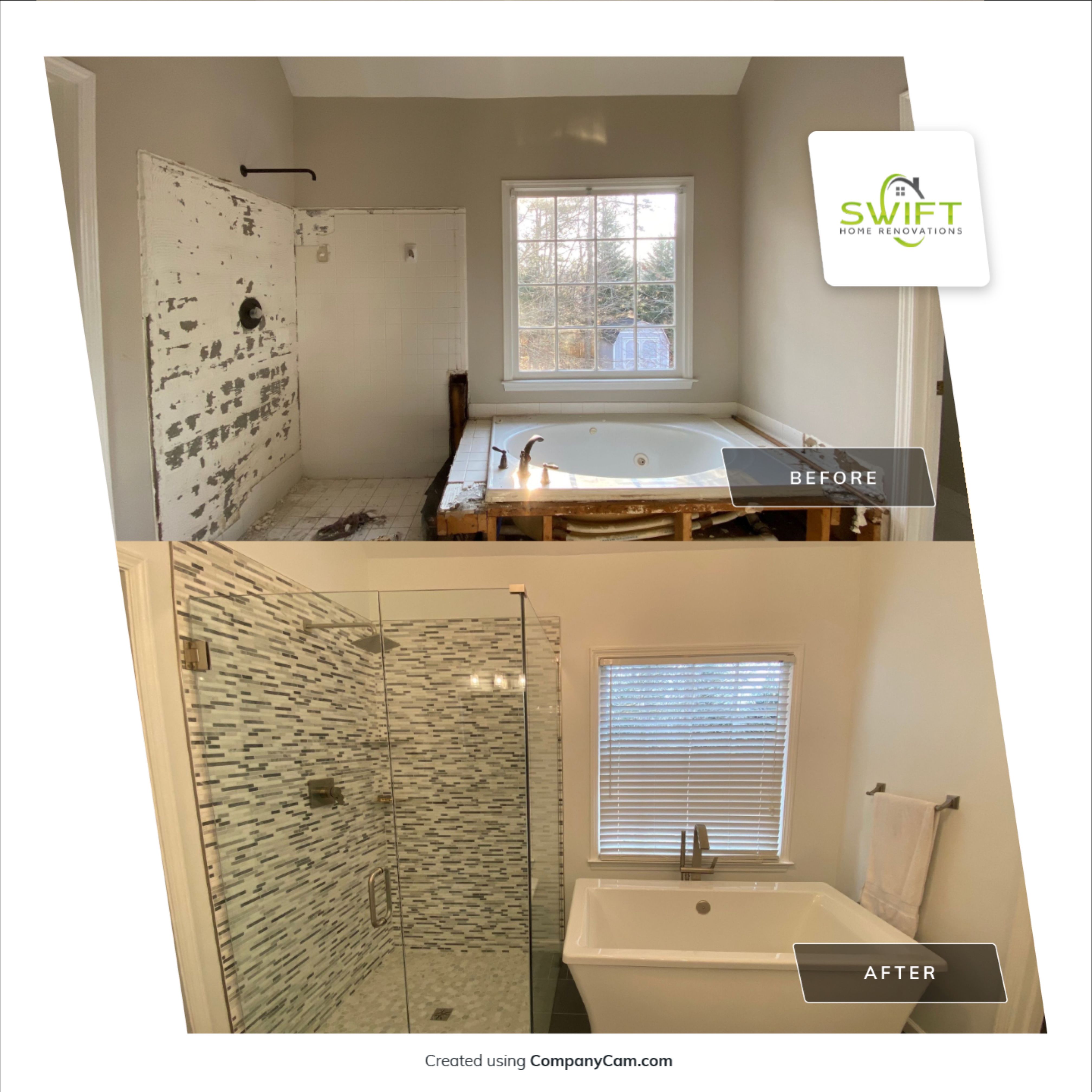 Modern Master Bathroom Remodel with Stacked Stone in Kennesaw by Swift Home Renovations