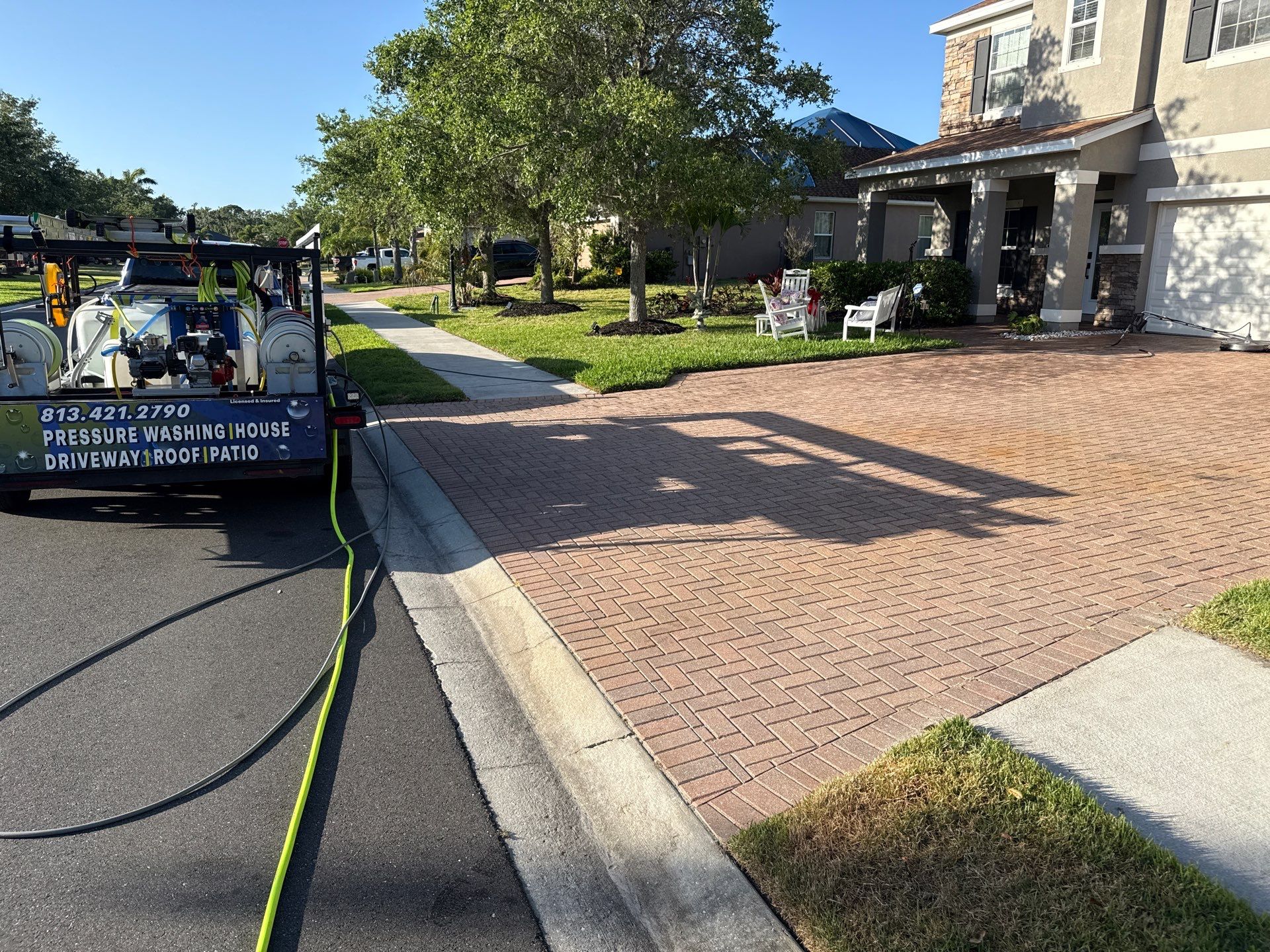 Paver Driveway & Sidewalk Cleaning | Oakleaf Hammock – Ellenton, FL by Sunshine AquaWash