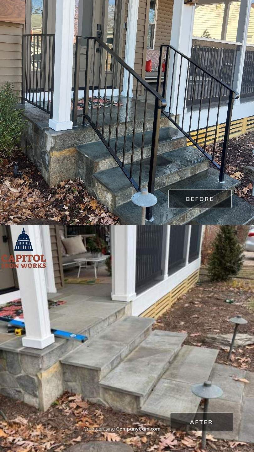 Modern Aluminum Porch & Walkway Railings – Residential Entry – Arlington, VA by Capitol Iron Works