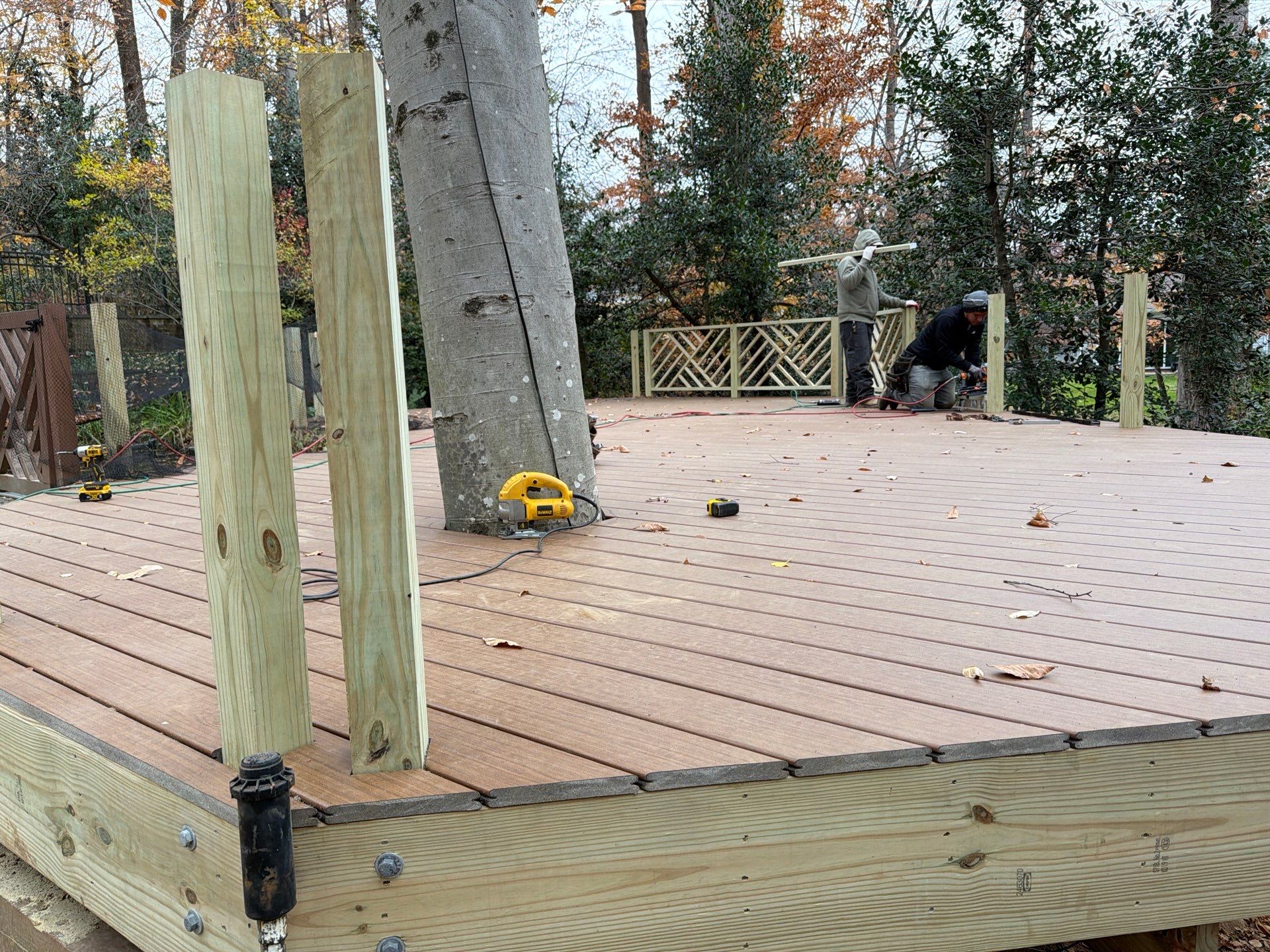 Custom Composite Deck Replacement with Geometric Railing in Bethesda, MD by Jakari Restoration & Construction LLC
