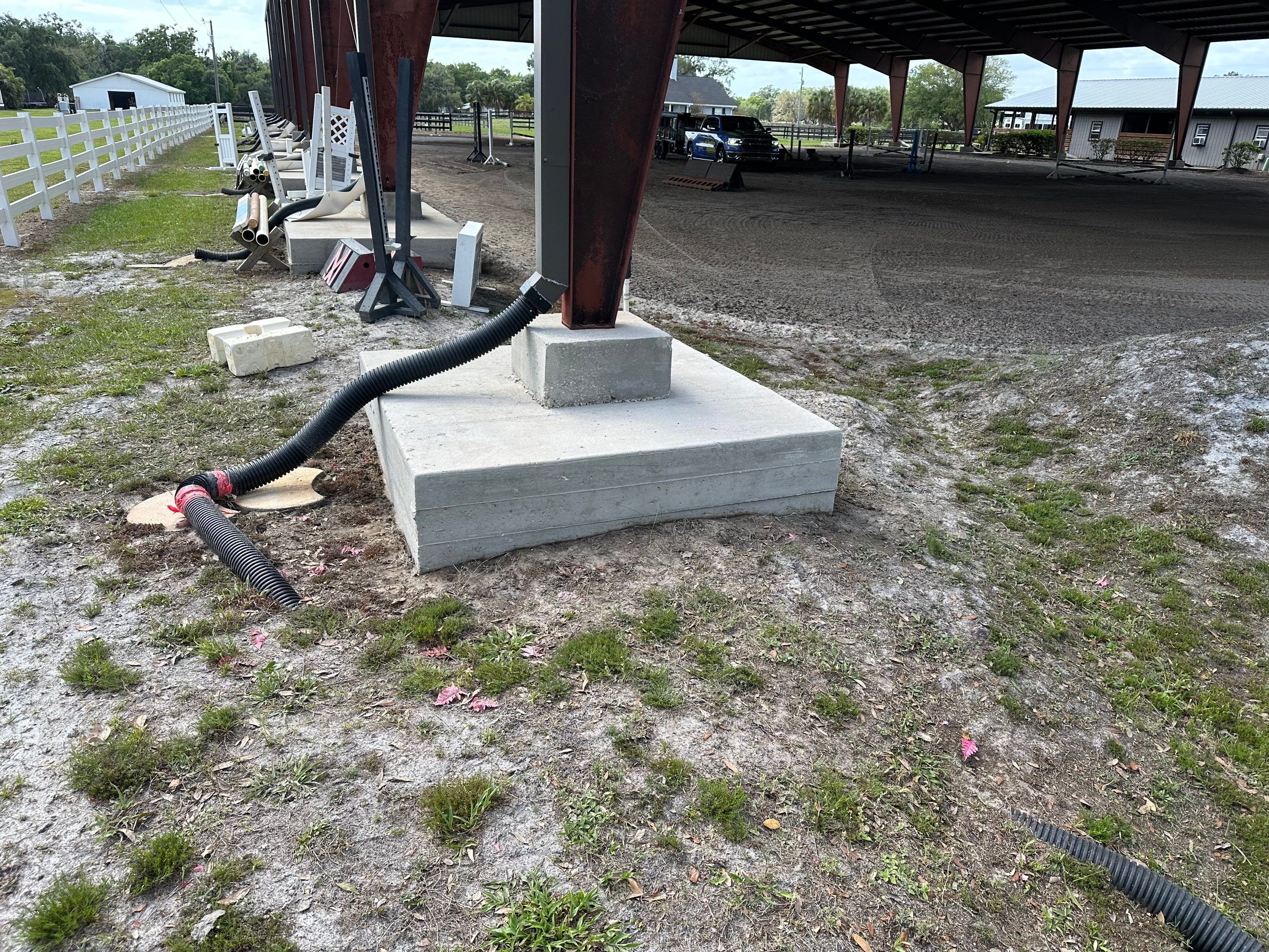 Vinyl Horse Fence & Concrete Pier Cleaning at Lesley Cox Equestrian, Parrish, FL | Sunshine AquaWash by Sunshine AquaWash