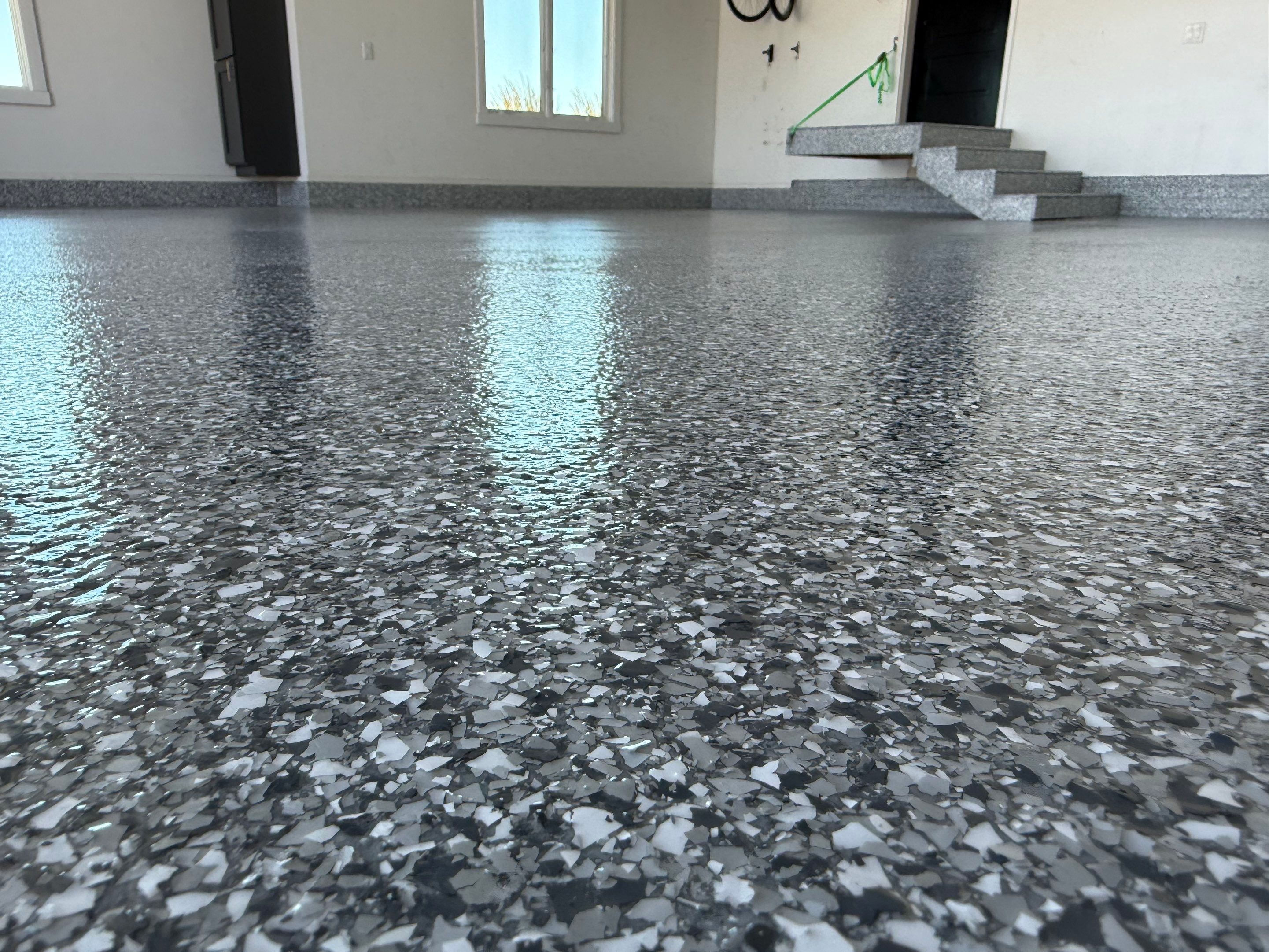 Gravel Flake Garage Floor Coating in Yankton by Select Painting, Coatings & Garage Cabinets