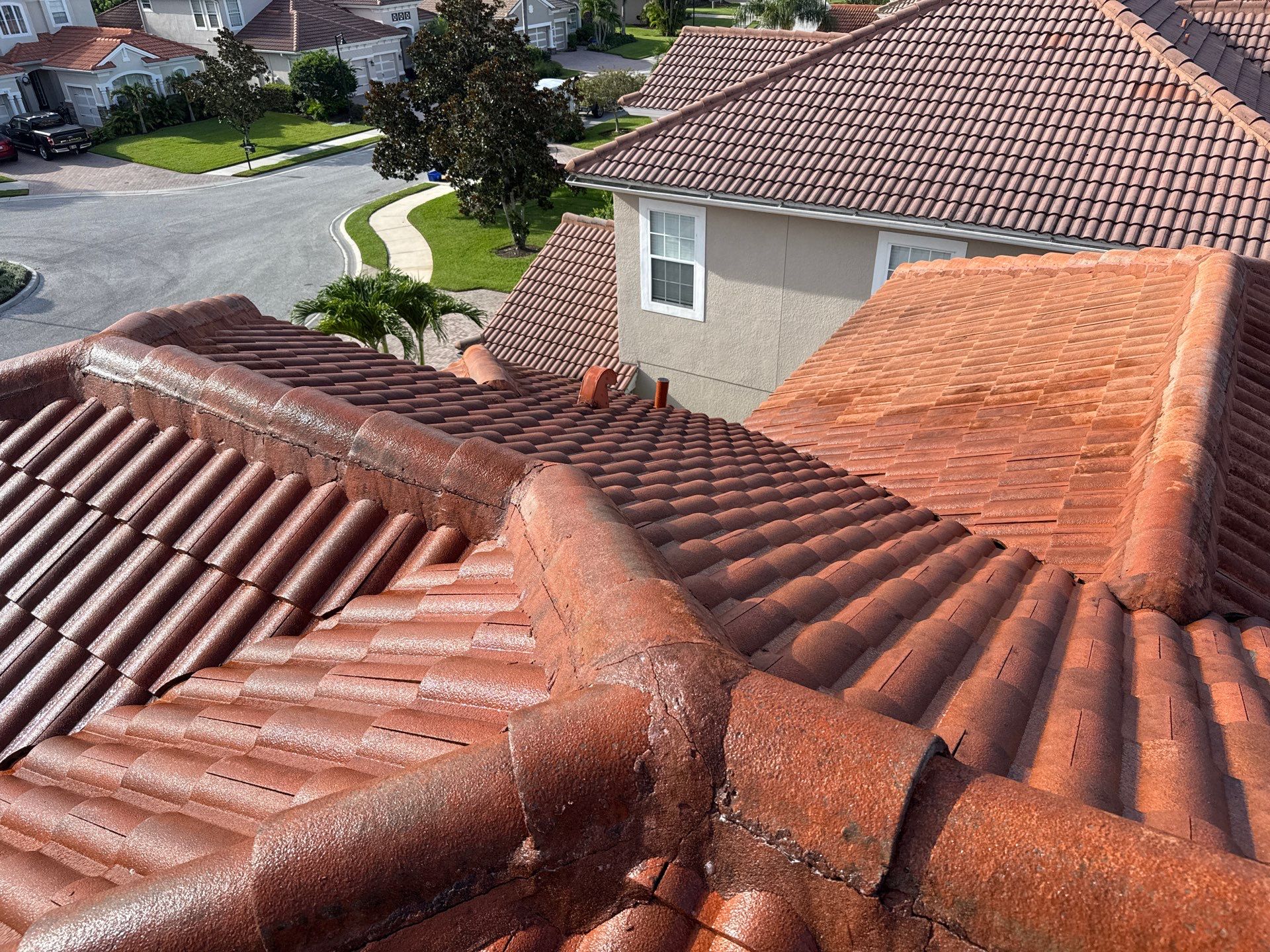 Soft Wash Tile Roof Cleaning in Sonoma Community, Sarasota, FL by Sunshine AquaWash