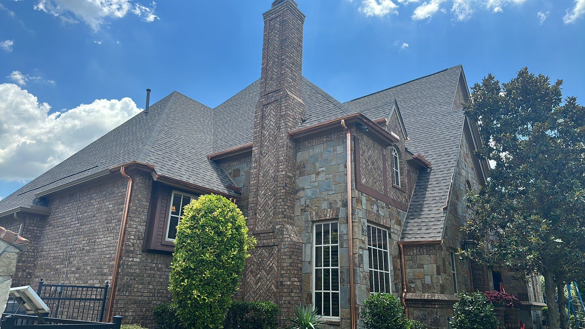 Beautiful Estate Remodel - Roof, Copper Gutters, Exterior Stain, Siding Replacement by First United Roofing & Construction