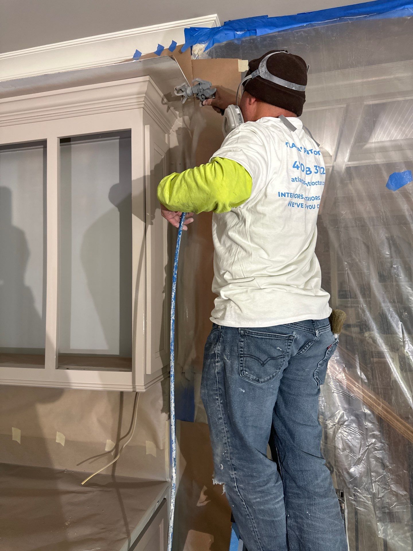 Cabinet Transformation – Kitchen & Living Room by Atlanta's Paint Doctor