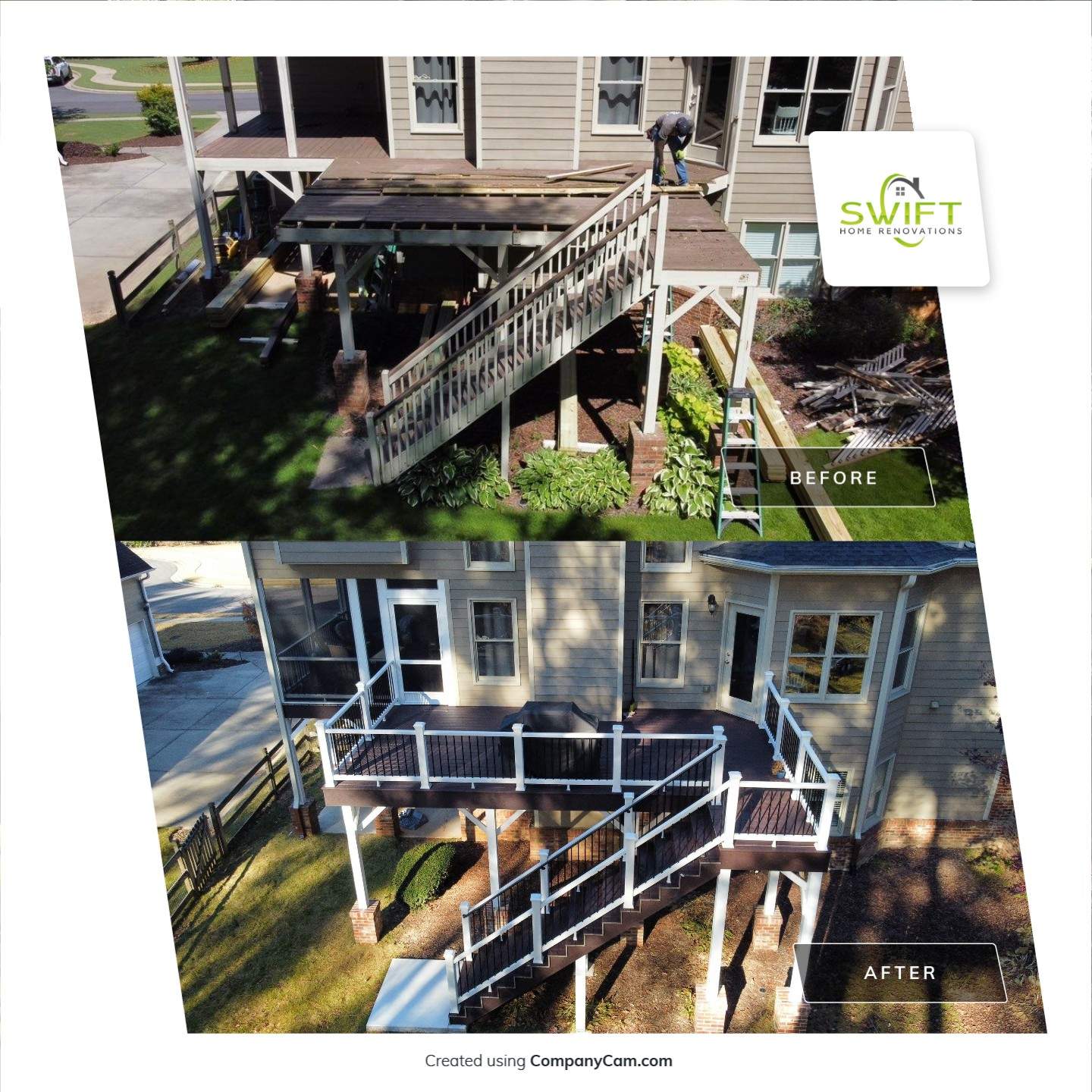 Multi-Level Composite Deck and Screened Porch in Acworth by Swift Home Renovations 