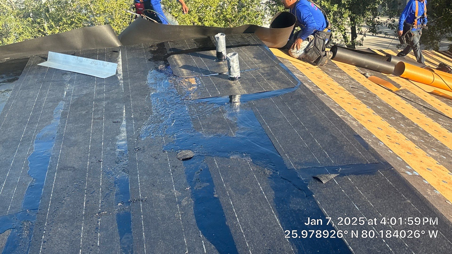 COMMERCIAL REROOF 24 GUAGE MEDIUM BRONZE 1-1/2" MECHANICAL SEAM "ZEBRA METHOD" by Earl W. Johnston Roofing 