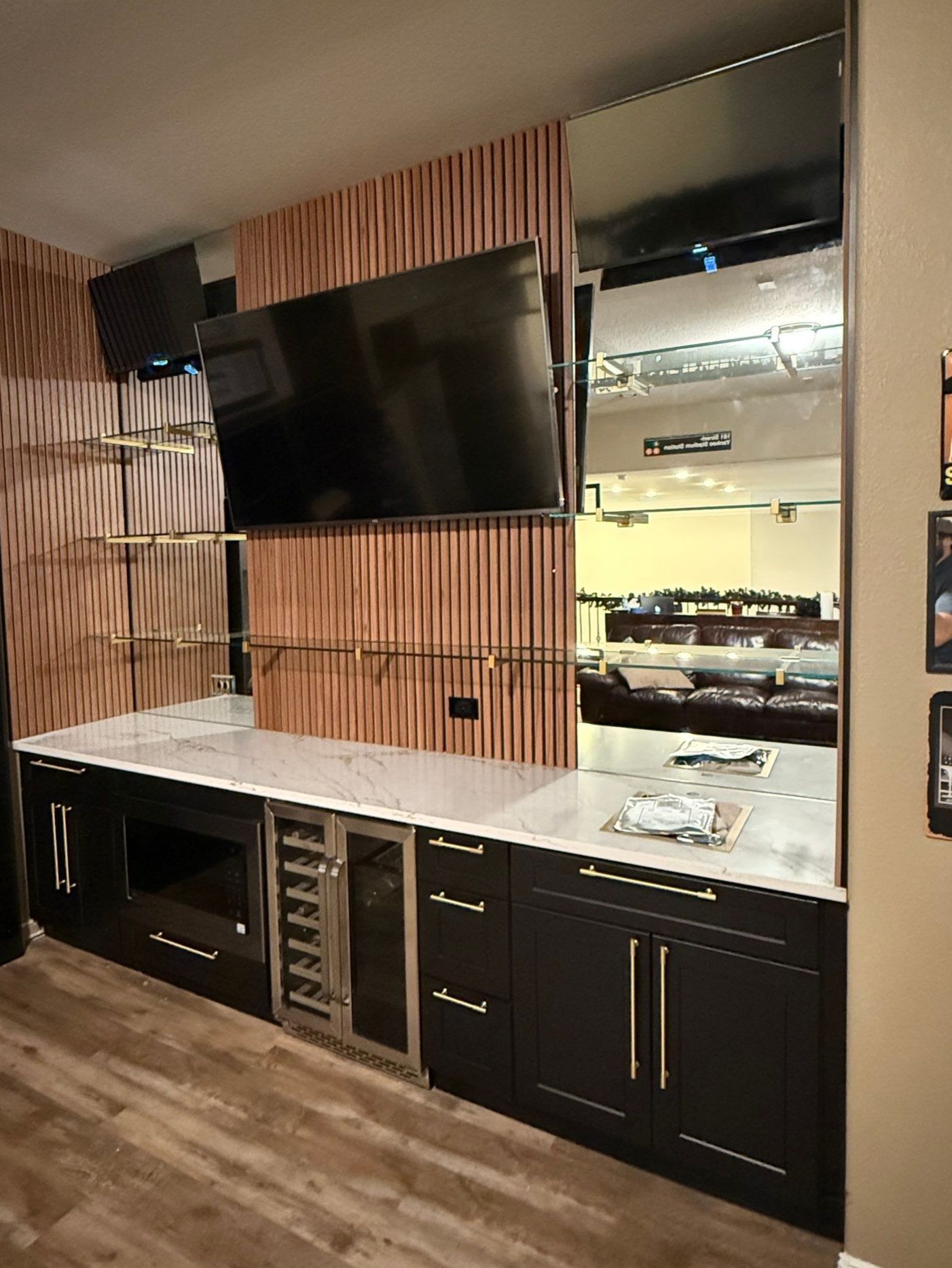 Mirrors and Shelving in Bar Area by Richardson Glass & Mirror