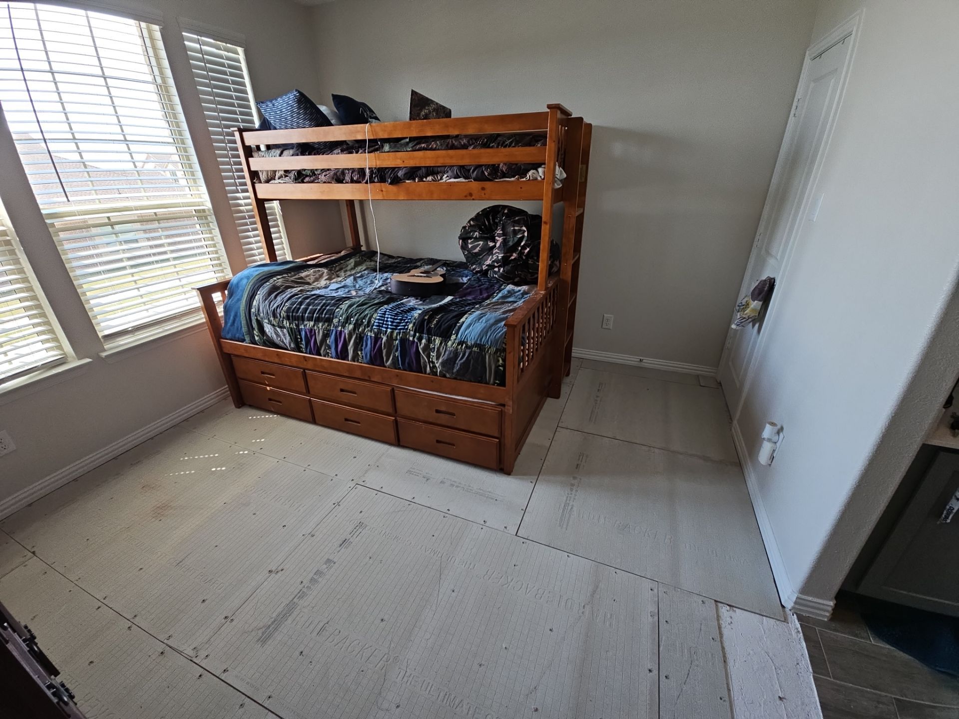 Carpet replacement with Tile and Red Oak Stairs by EL-GC LLC 