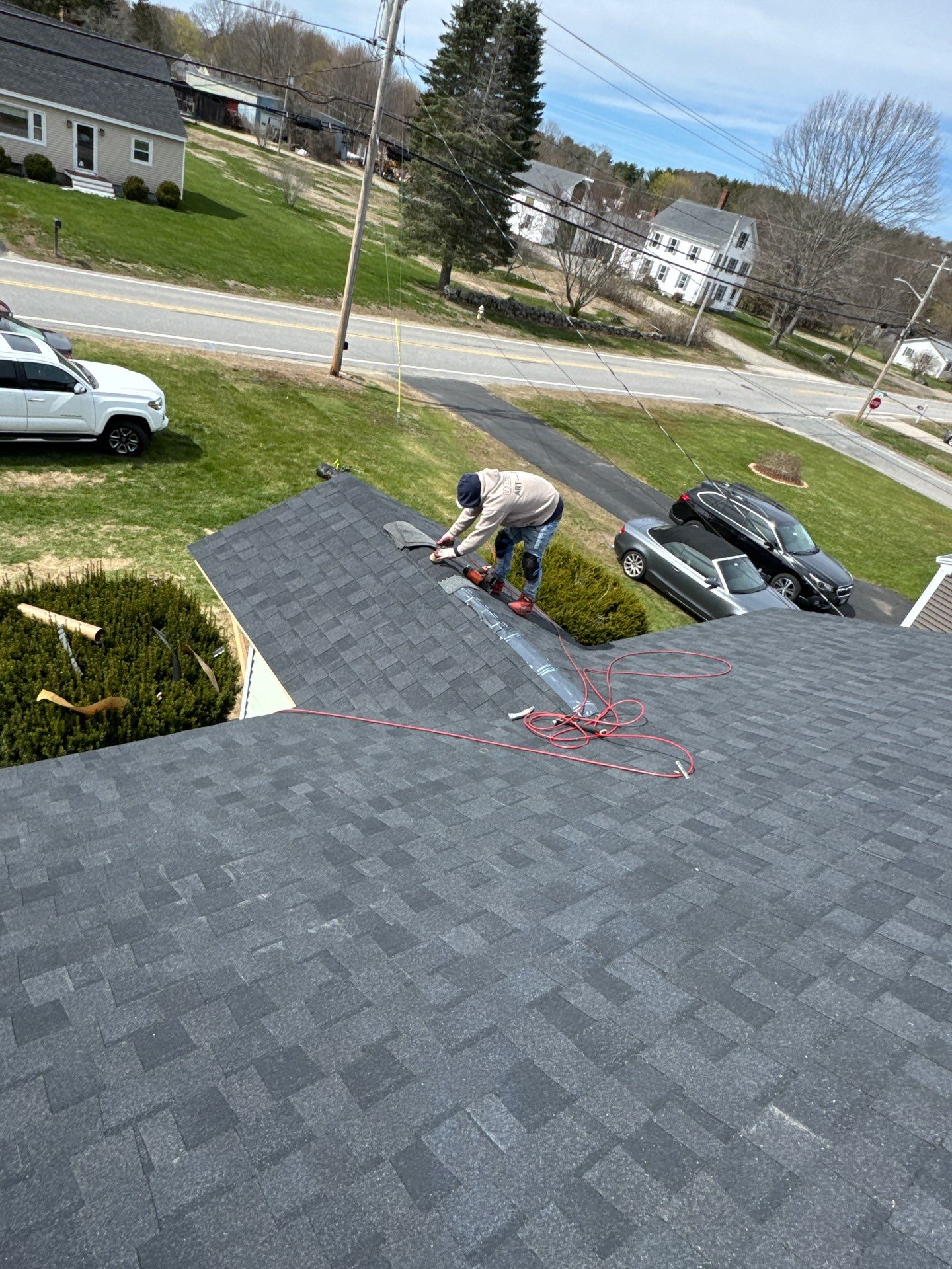 New Construction Roof Installation in Hampton, NH with CertainTeed Landmark Charcoal Black Shingles by Compass exteriors