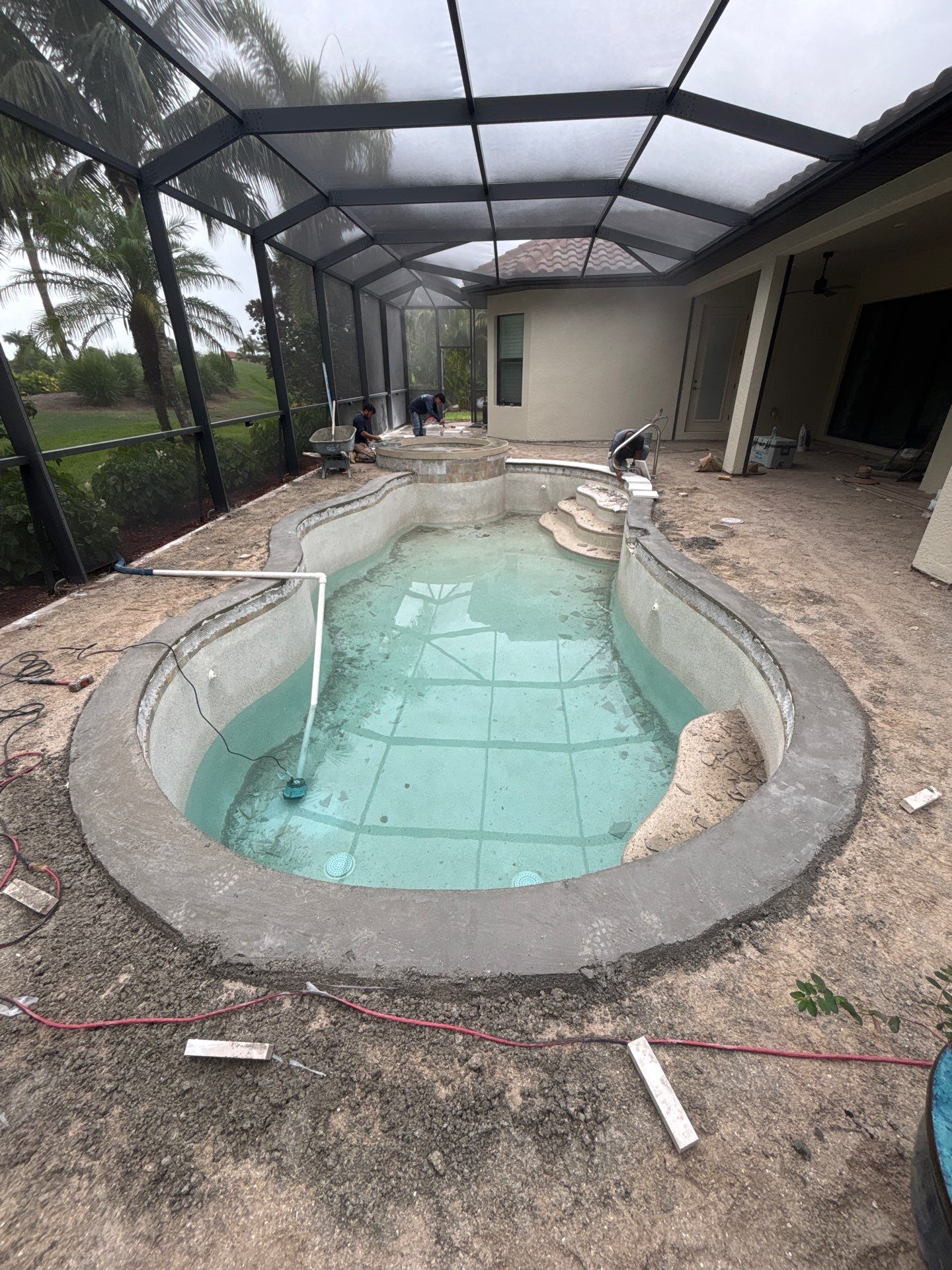 Textured Marble Pool Deck - Bonita National Golf & Country Club by Old Town Pavers Llc