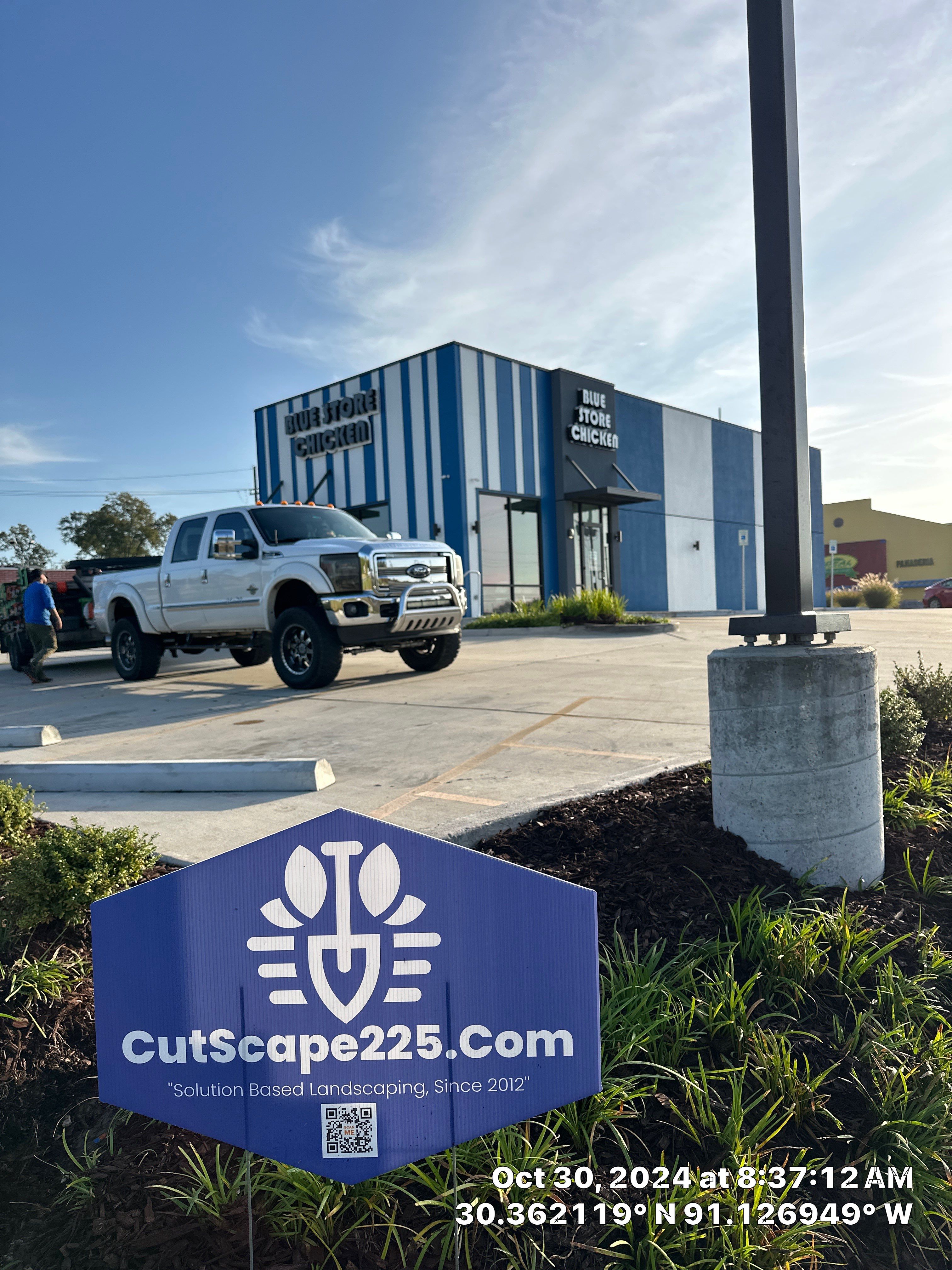 COMMERCIAL LAWN MAINTENANCE: HEDGE TRIM / BED CLEAN / MULCH INSTALL using BROWN MULCH "BARK BRITE" by CutScape, LLC.