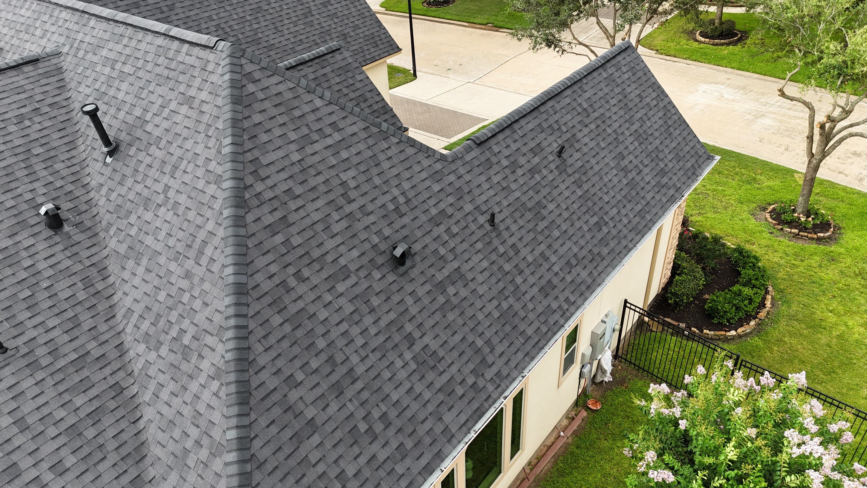 Residential Roofing Installation using Certainteed Landmark after last year's tornado in Cypress by Core Four Roofing