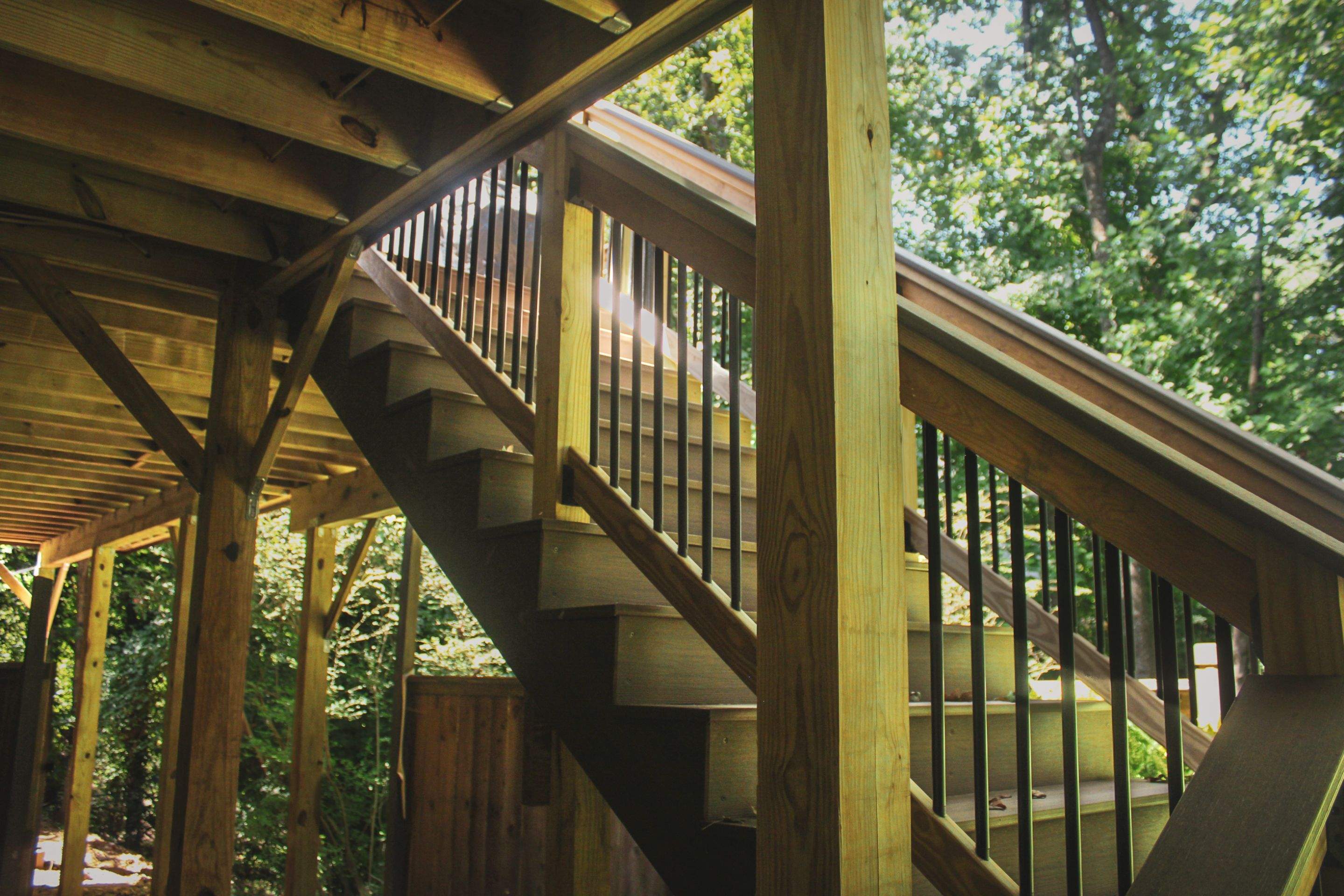 Deckorators Voyage Deck and Shed Style Covered Porch Build with Drink Rail by Nelson Exteriors 