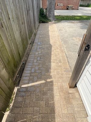 Brick patio repair, clean sand and seal