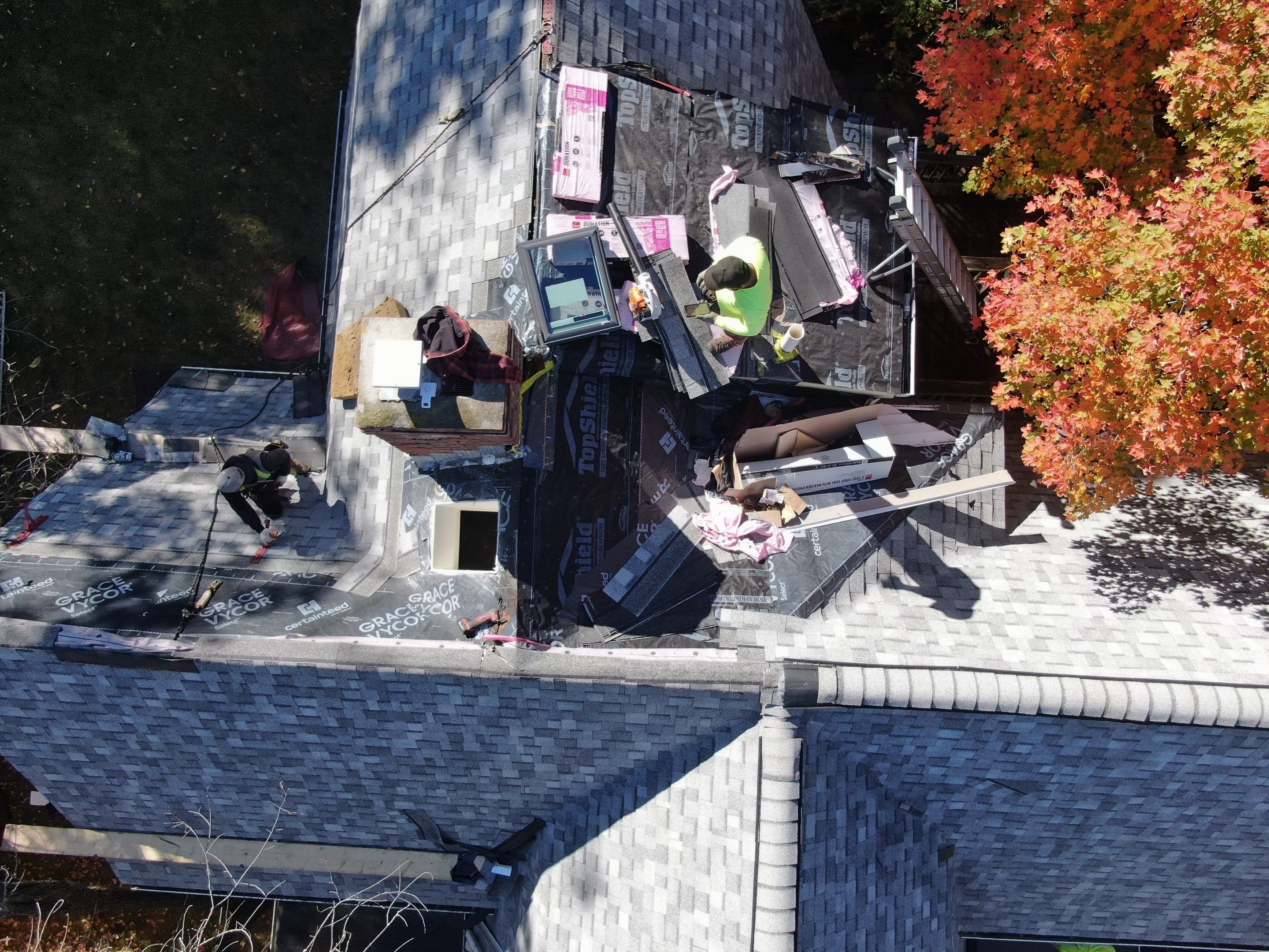 Full Roof & Porch EPDM Replacement with Skylight and Chimney Repairs by Mighty Dog Roofing of Greater Middlesex County