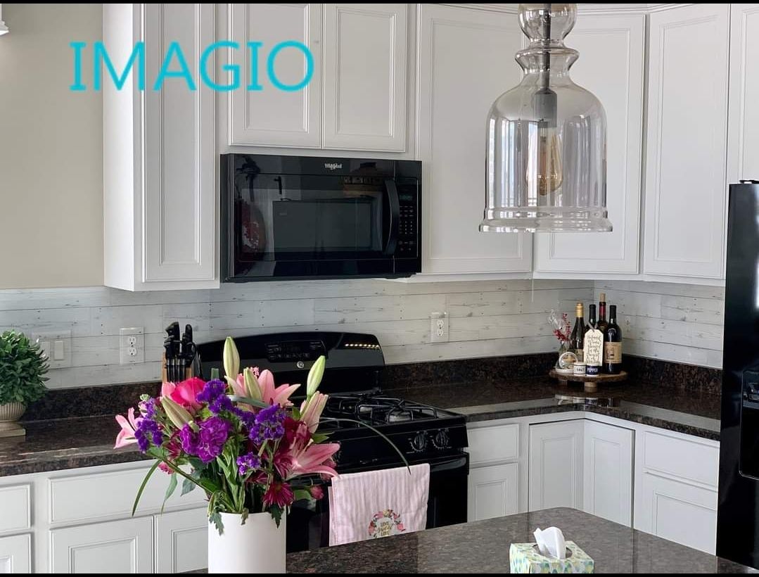 IMAGIO White Barnwood Solid Glass Kitchen Backsplash by IMAGIO