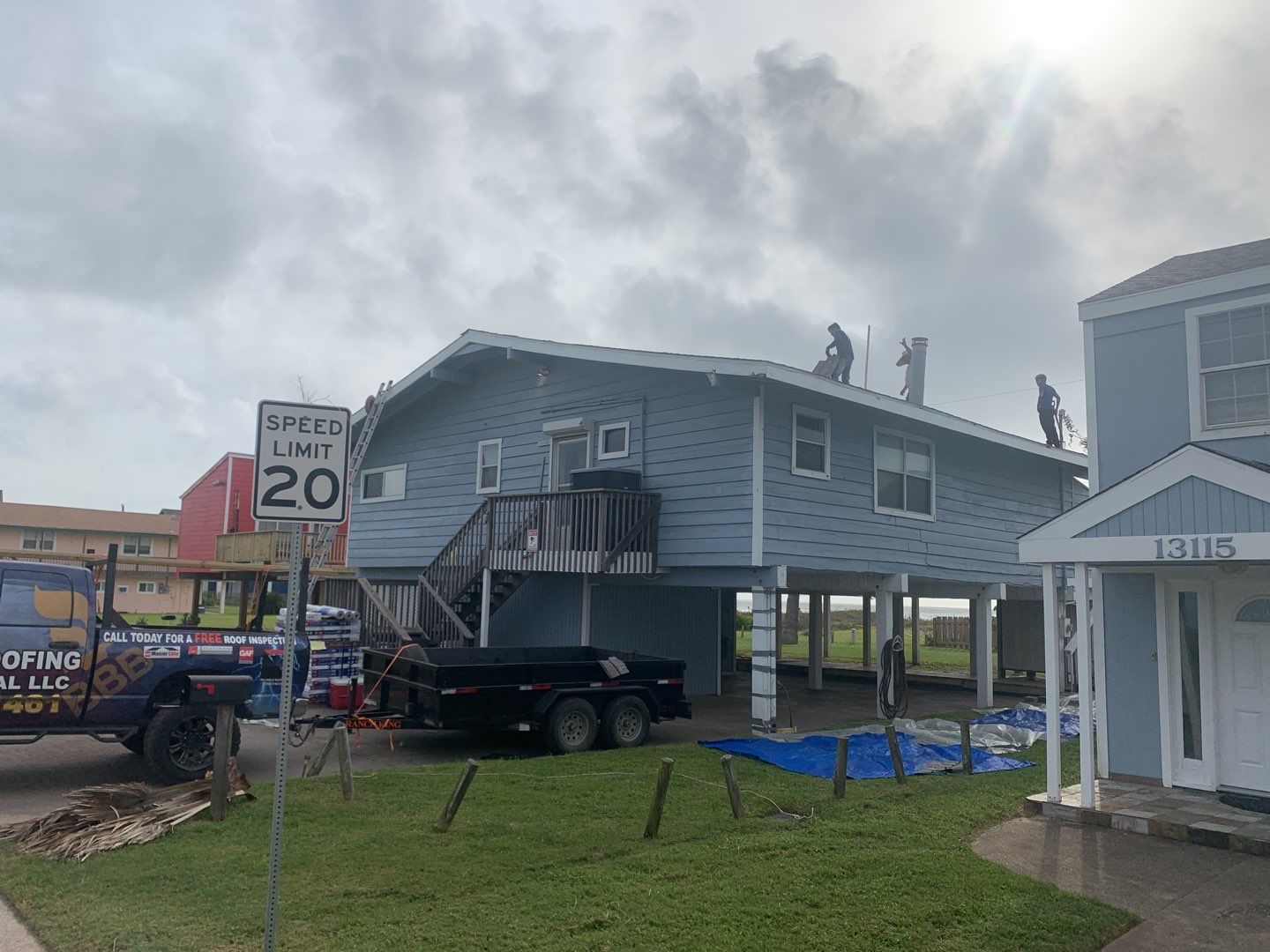 Galveston Waterfront Roof Installation In Progress by Elite Roofing LLC
