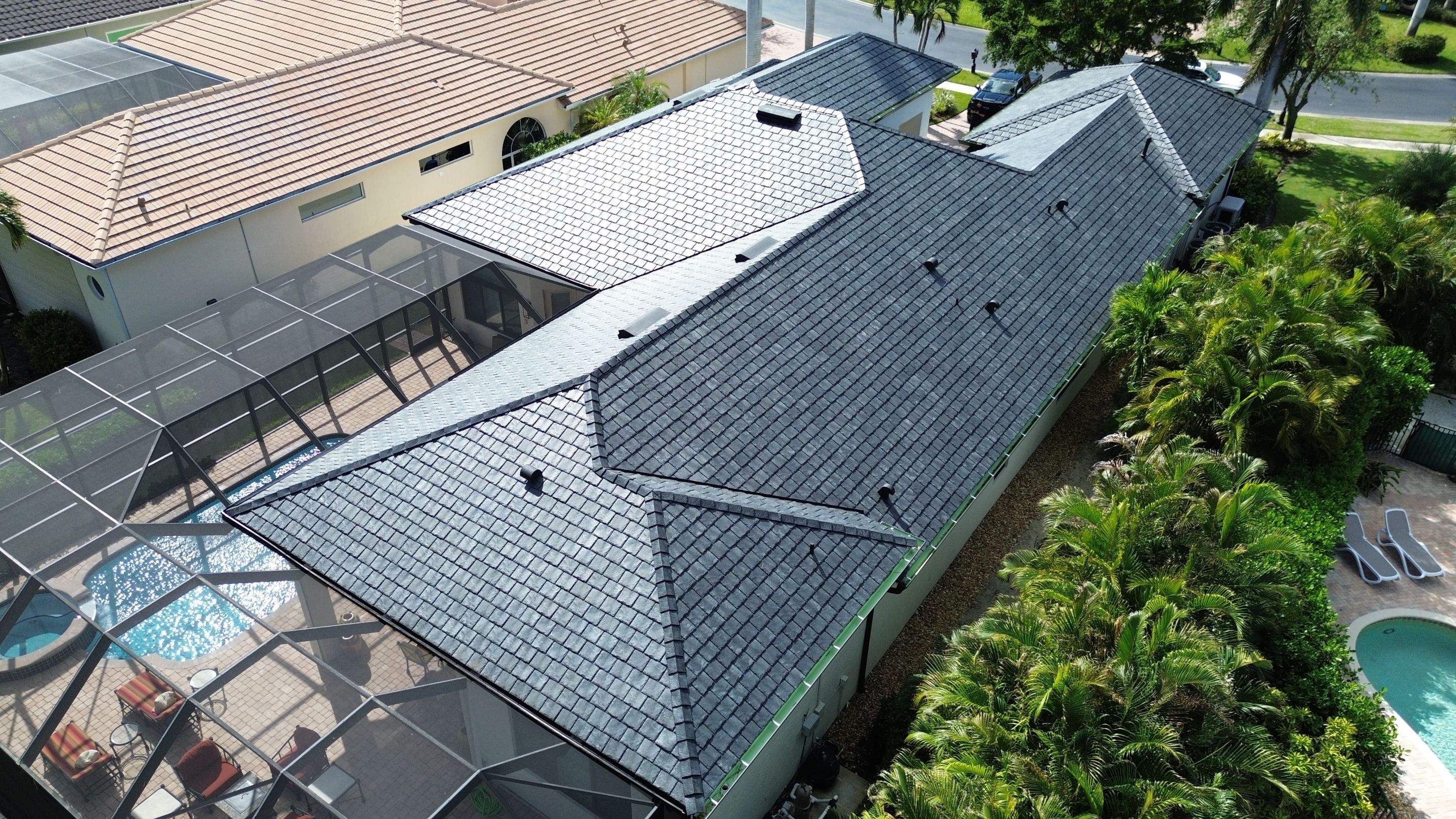 Residential Roofing Installation using Brava Slate Tile in Estero, Florida by International Roofing