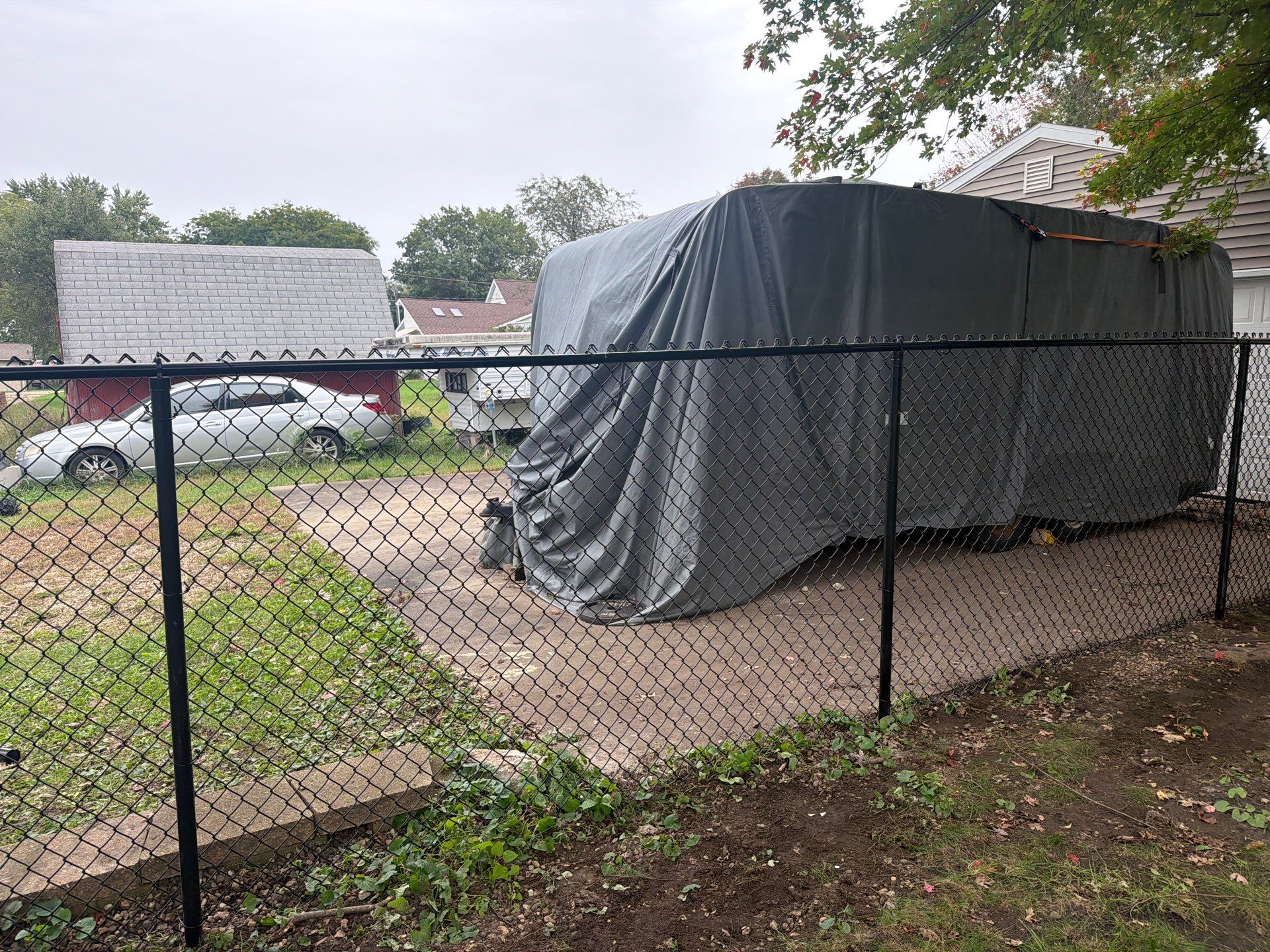 Custom Wood Privacy and Black Chain Link Fence in Hudson by Perfect Picket Fence and Stain