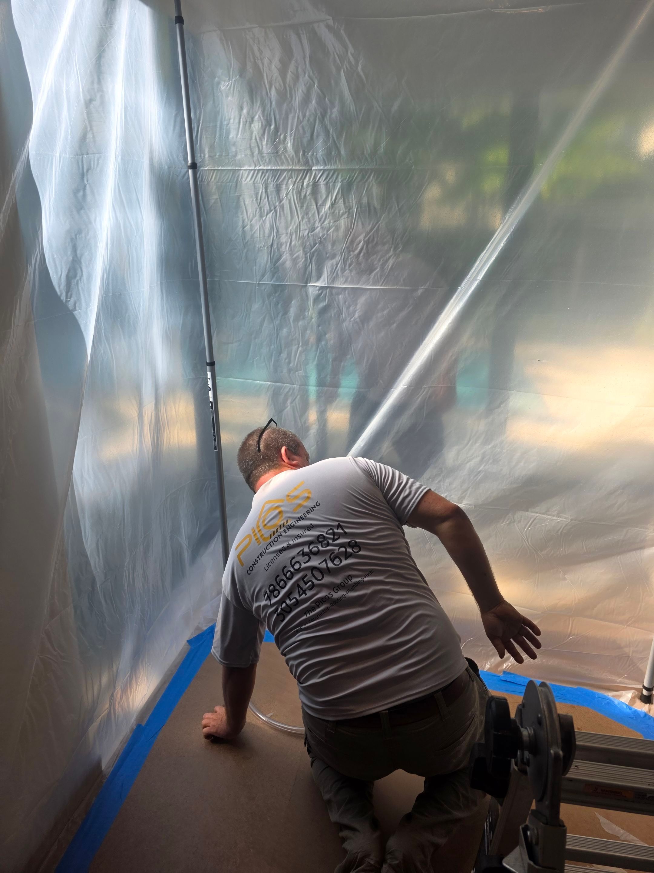 Flat Roof Silicone Coating and Interior Water Damage Restoration in Miami by Picos Construction Engineering